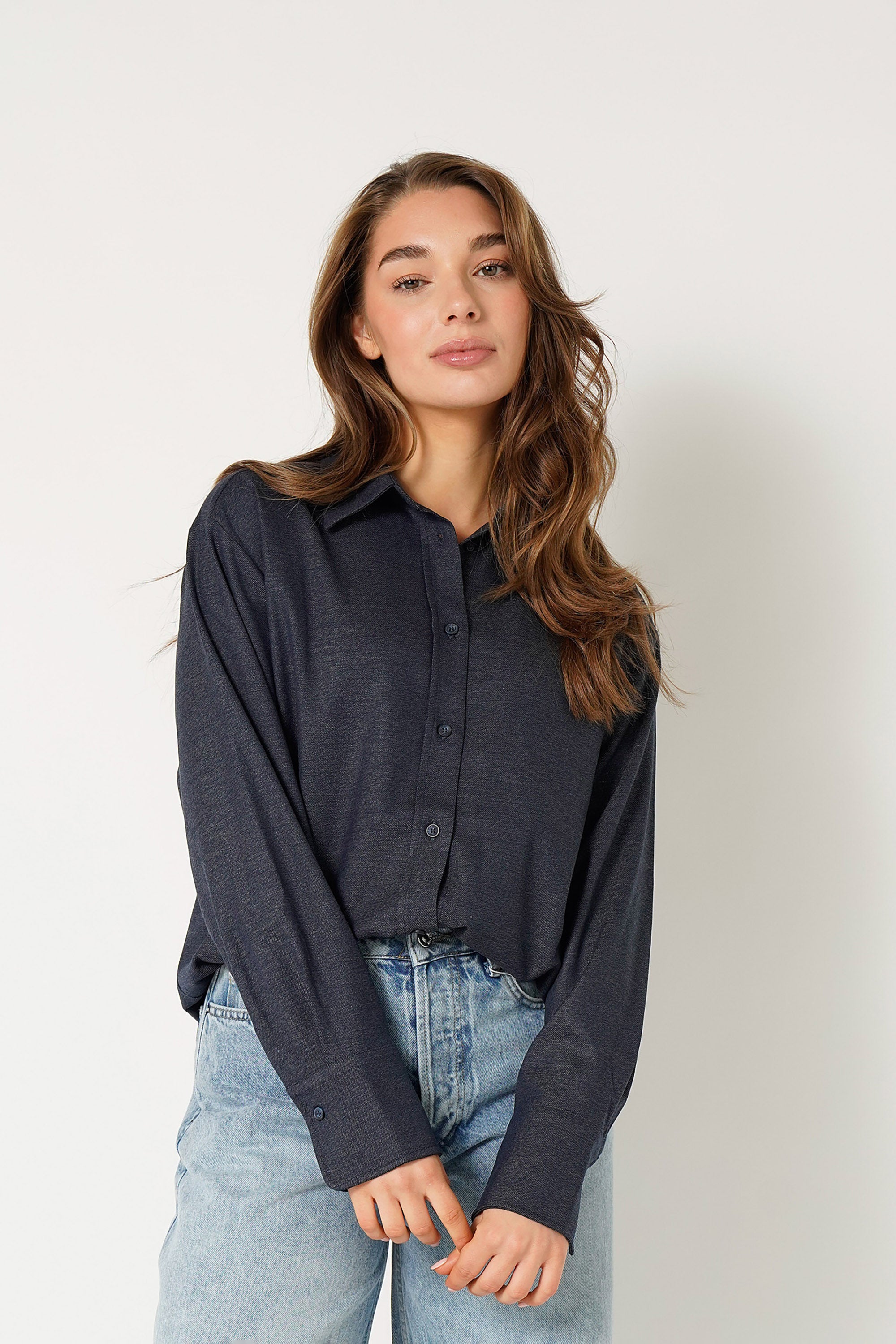 Emely Blouse with Neck Tie - Dark Blue - RUM Amsterdam