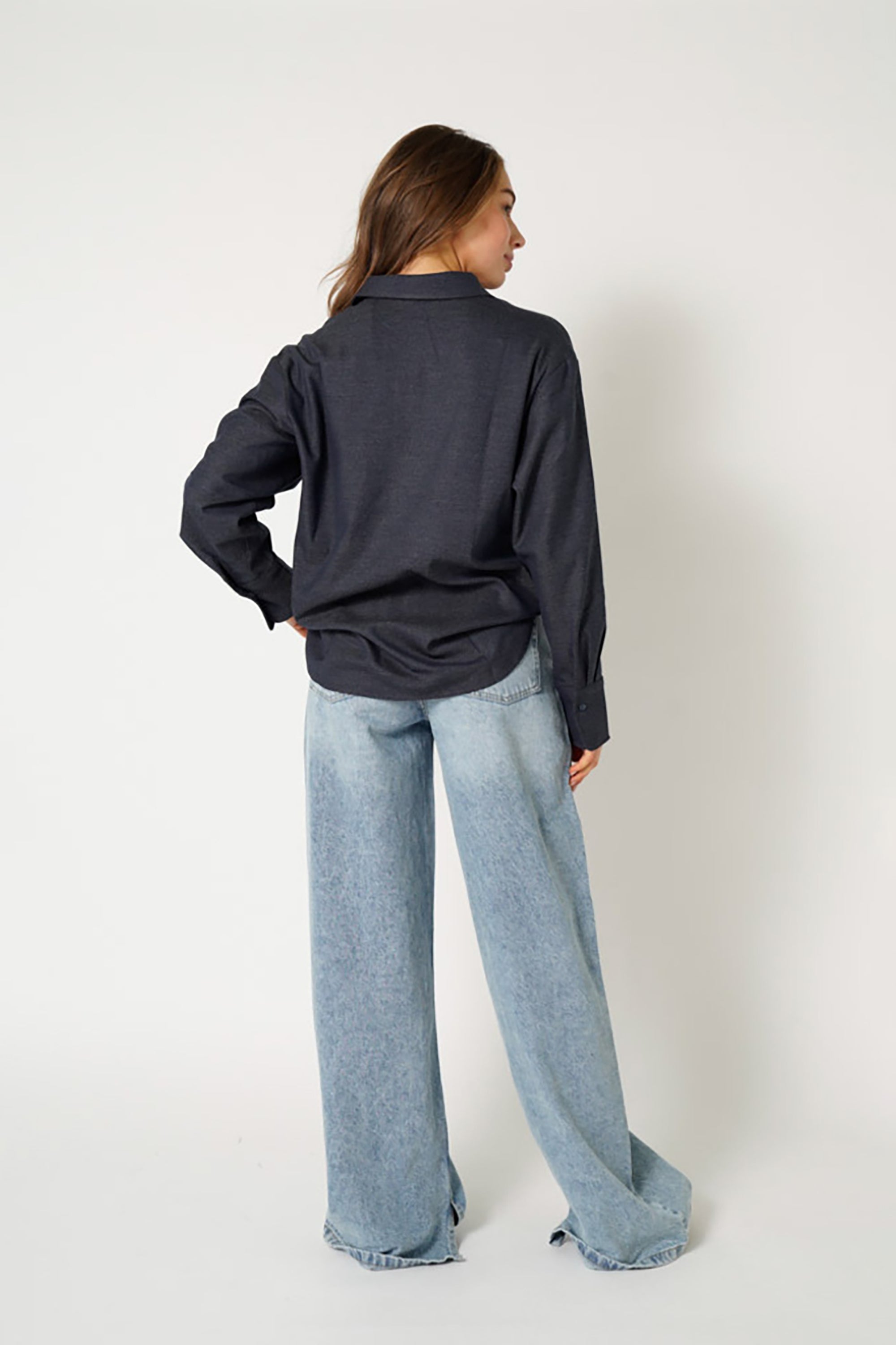 Emely Blouse with Neck Tie - Dark Blue - RUM Amsterdam