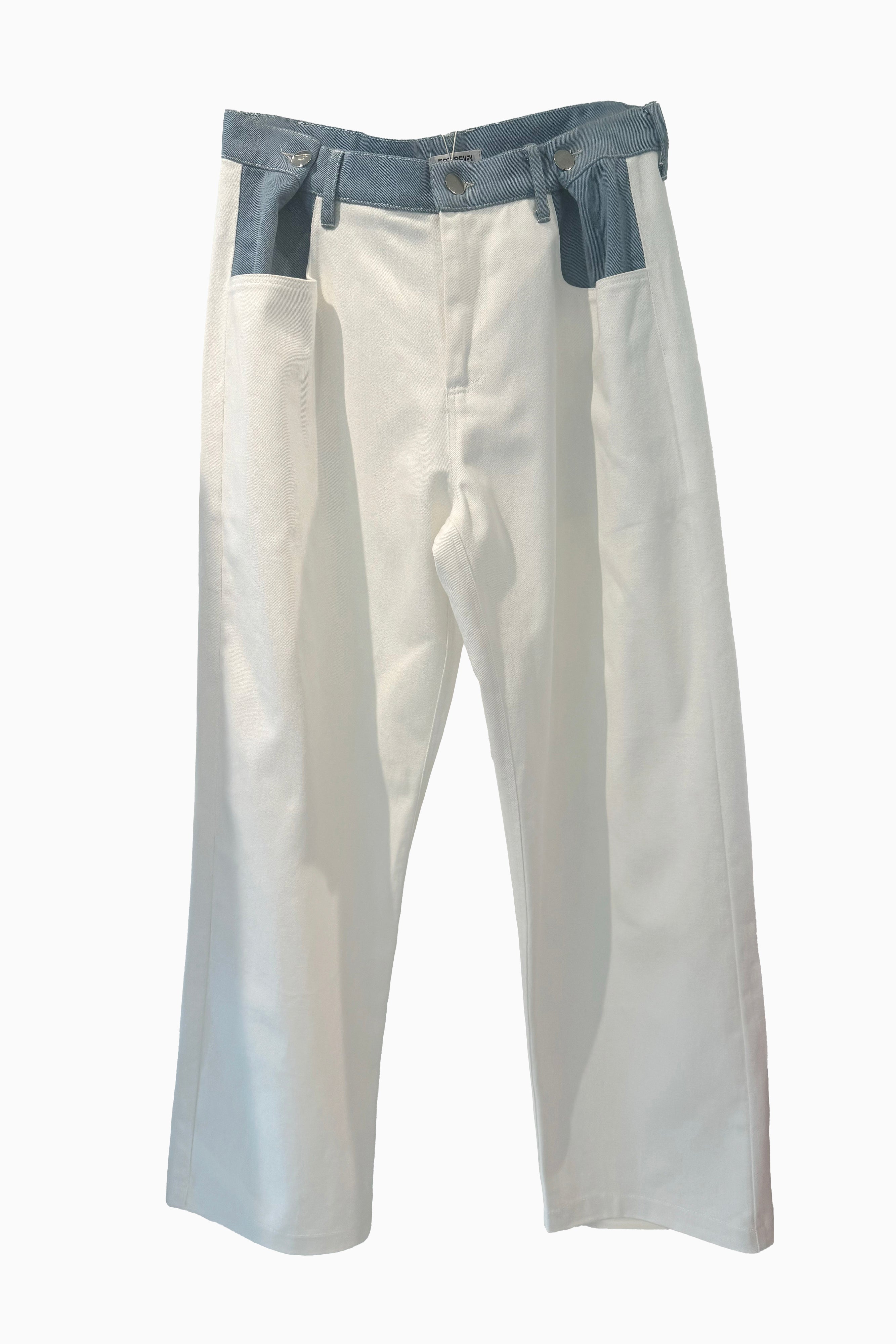 Griffith Denim Trouser - White Denim / Washed Denim Top