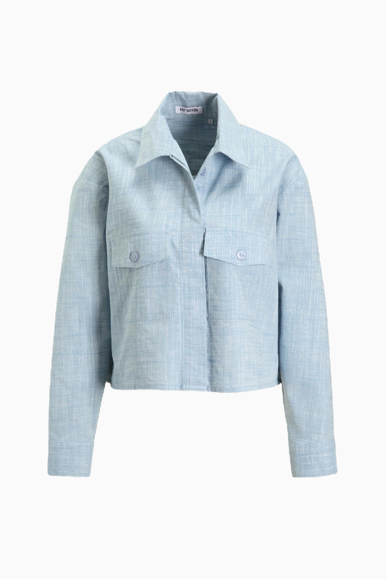 Maclaine Blouse - Light Denim Silver Stripe - RUM Amsterdam