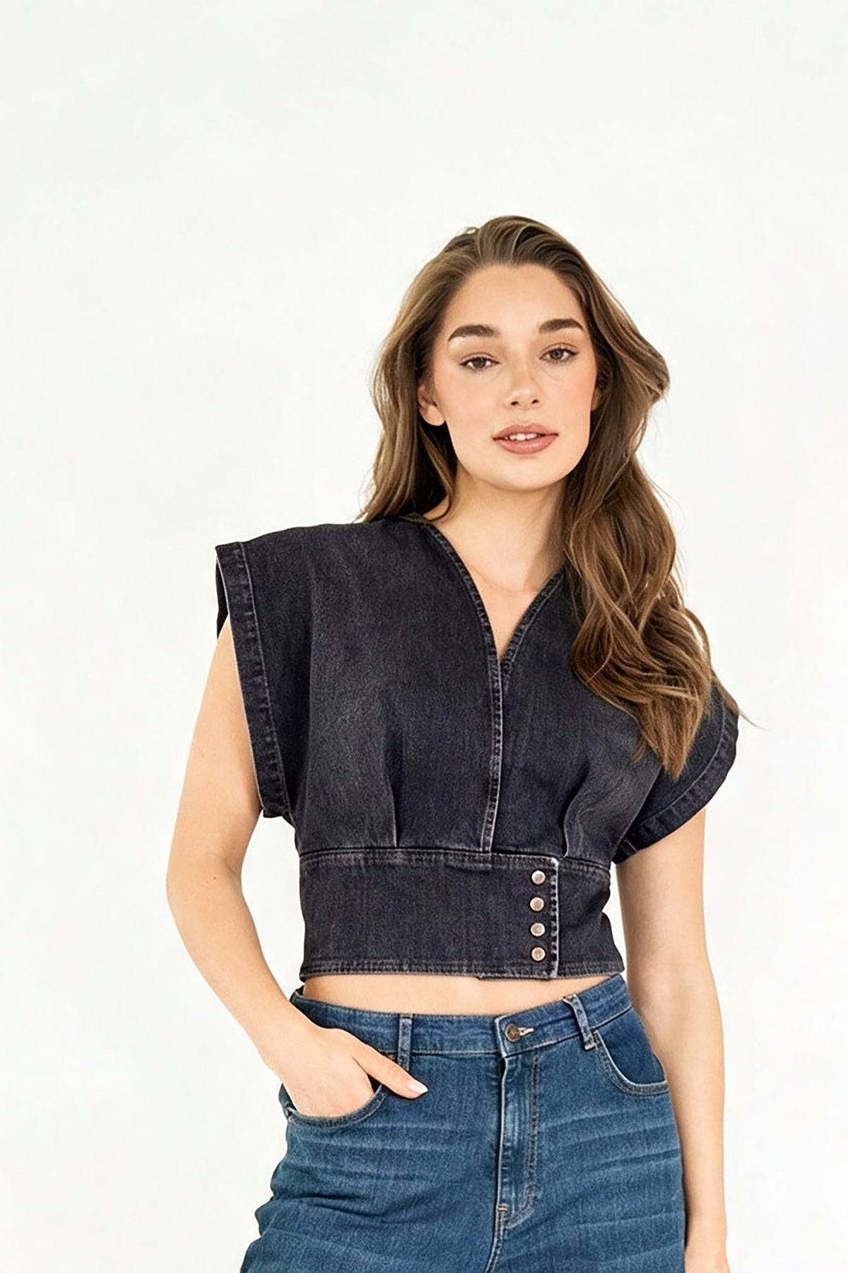 Pfeiffer Denim Top - Black