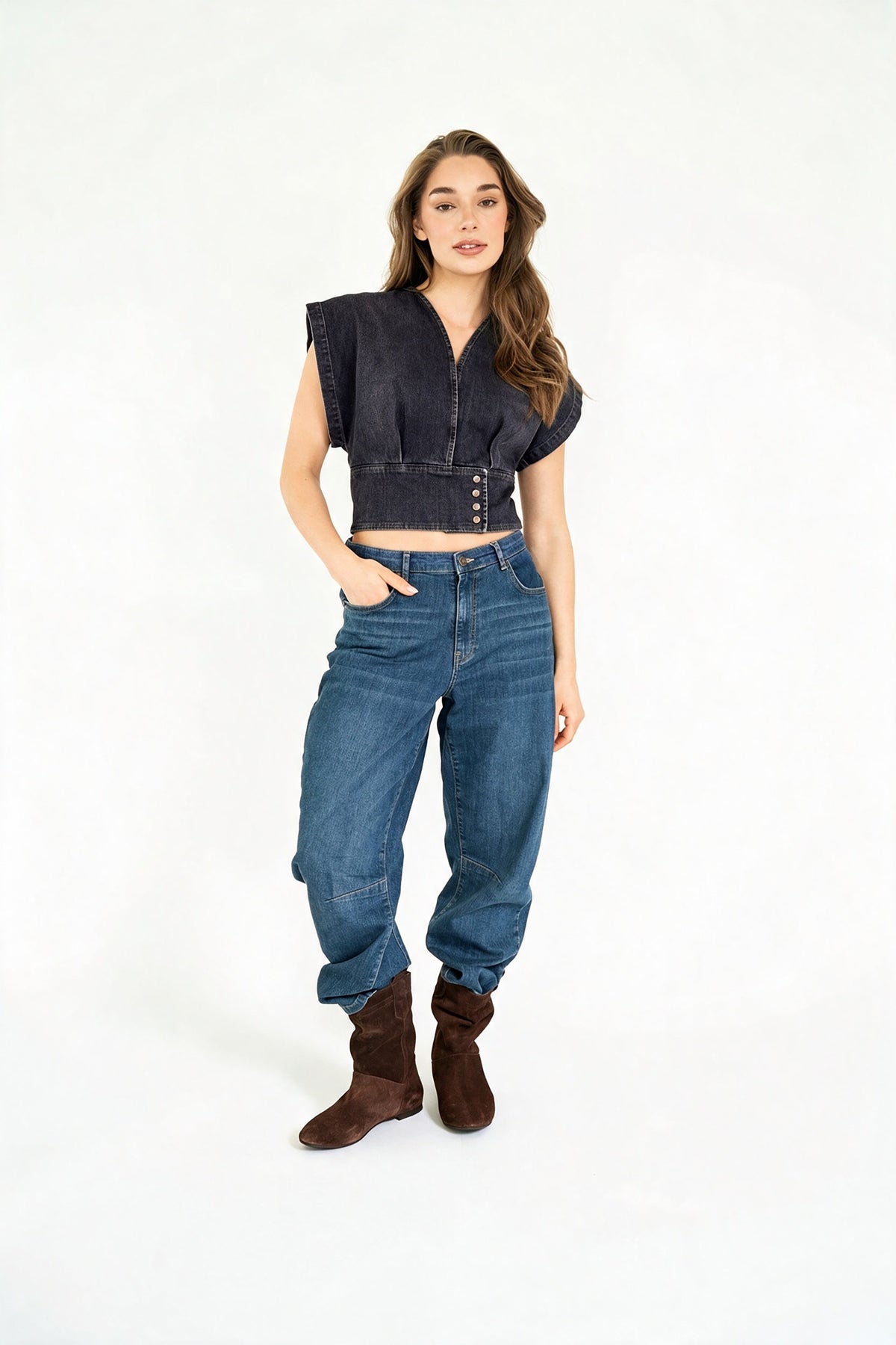 Pfeiffer Denim Top - Black