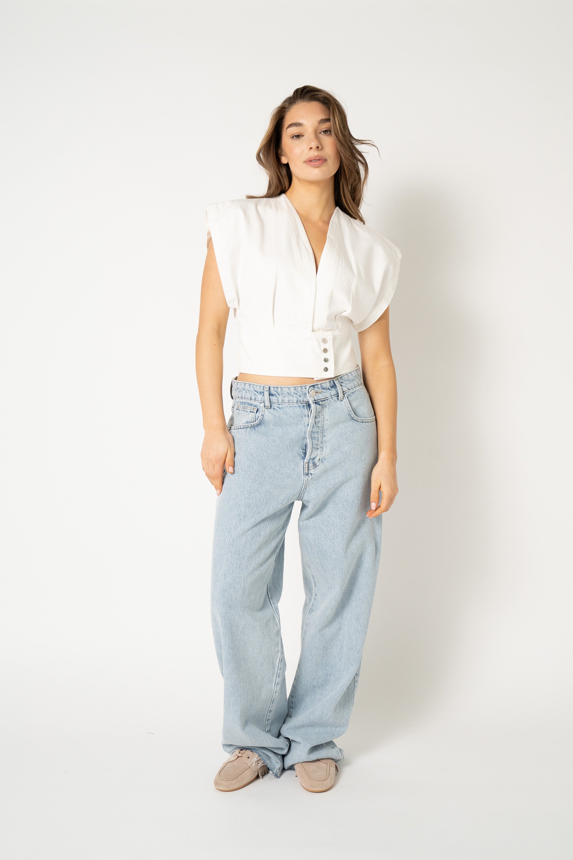 Pfeiffer Denim Top - White