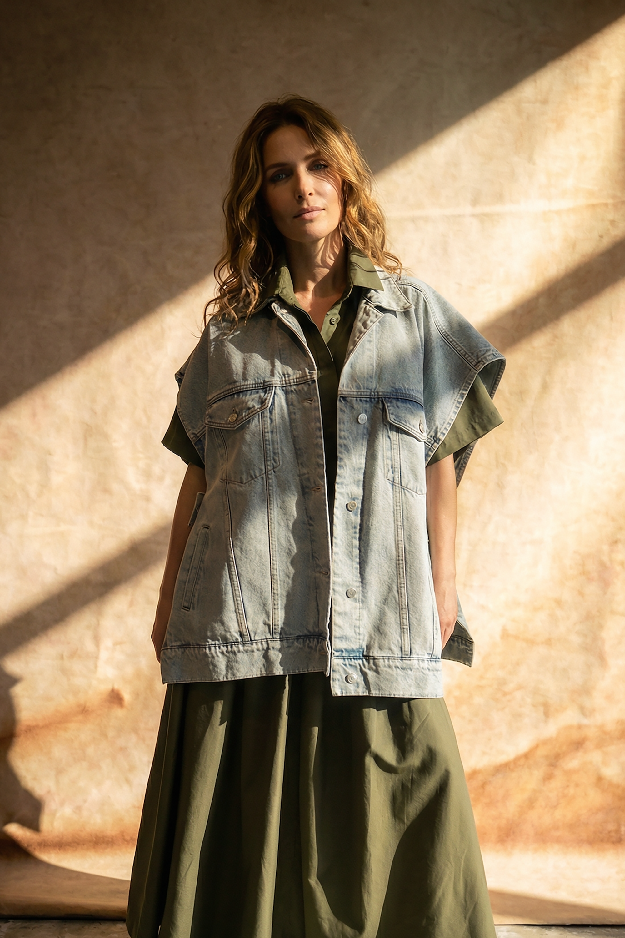 Valentina Denim Gilet - Light Snow Wash Blue