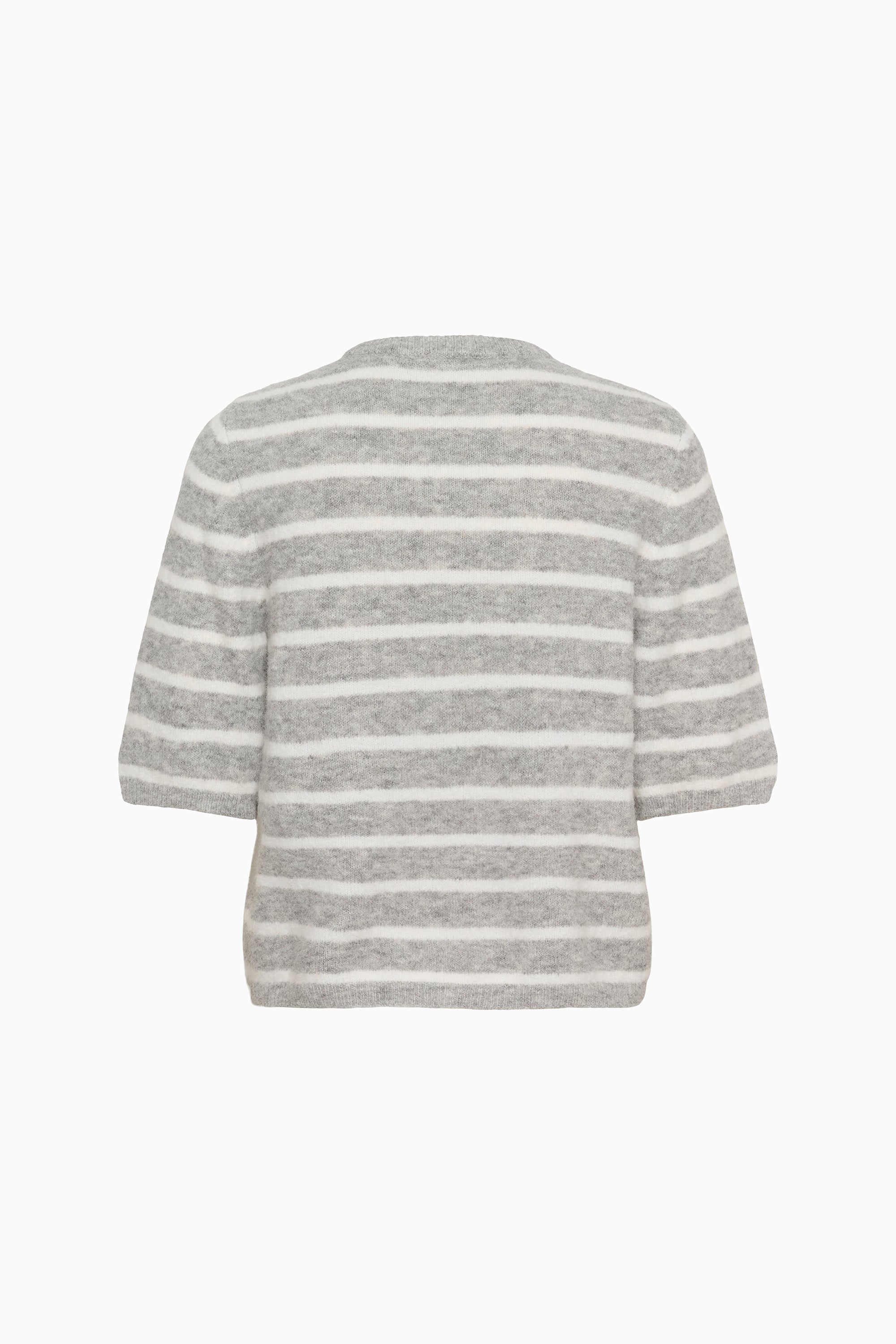 Alpha SS Tee Striped - Light Grey Melange / White