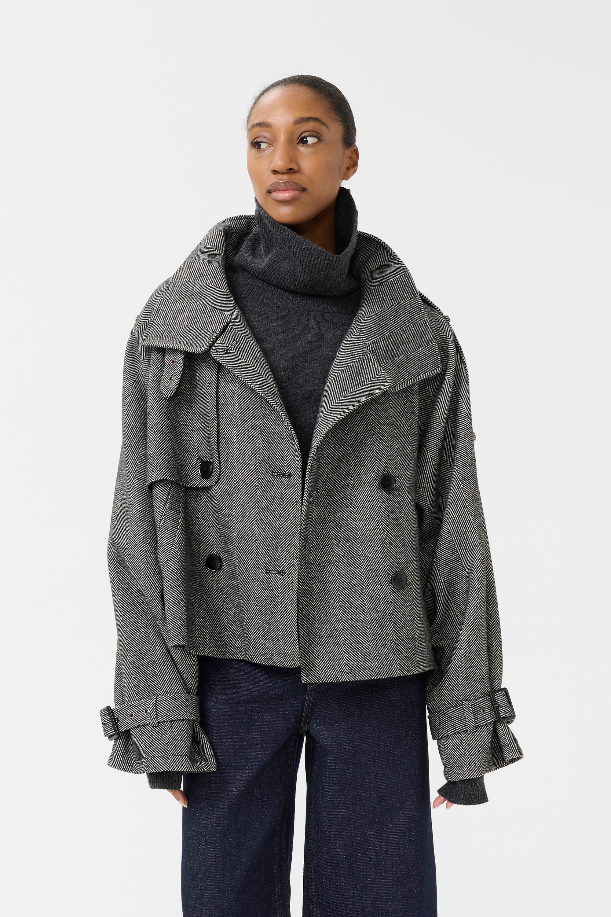 Avic Jacket - Herringbone Black / Grey