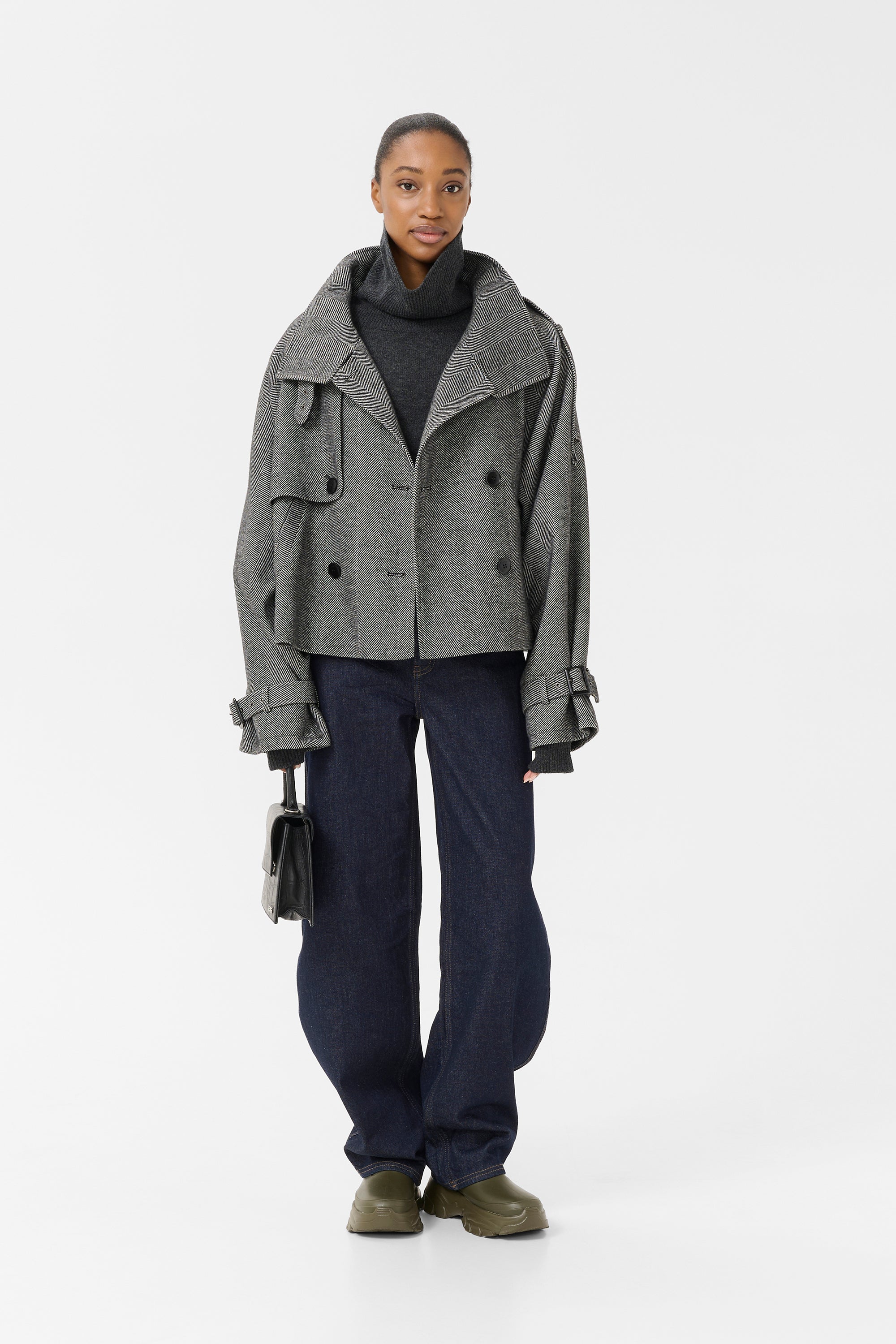 Avic Jacket - Herringbone Black / Grey
