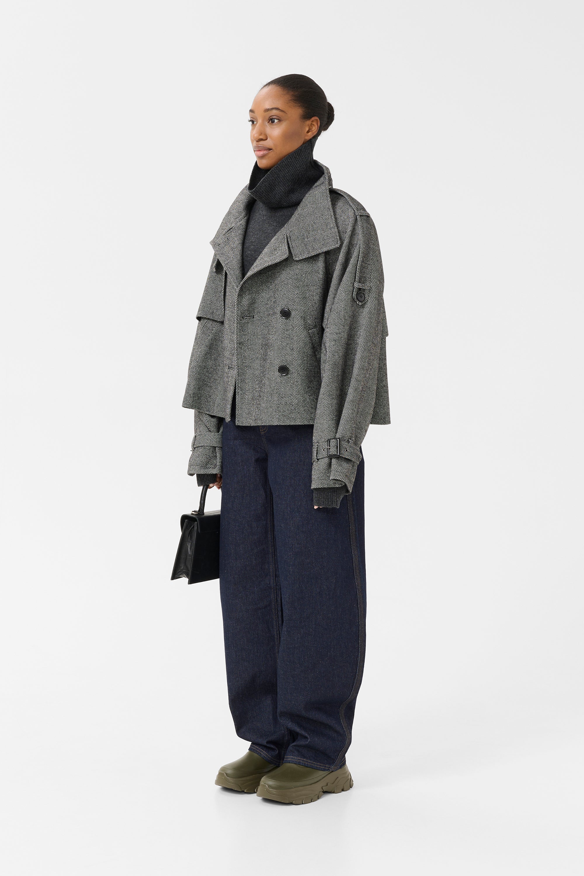 Avic Jacket - Herringbone Black / Grey