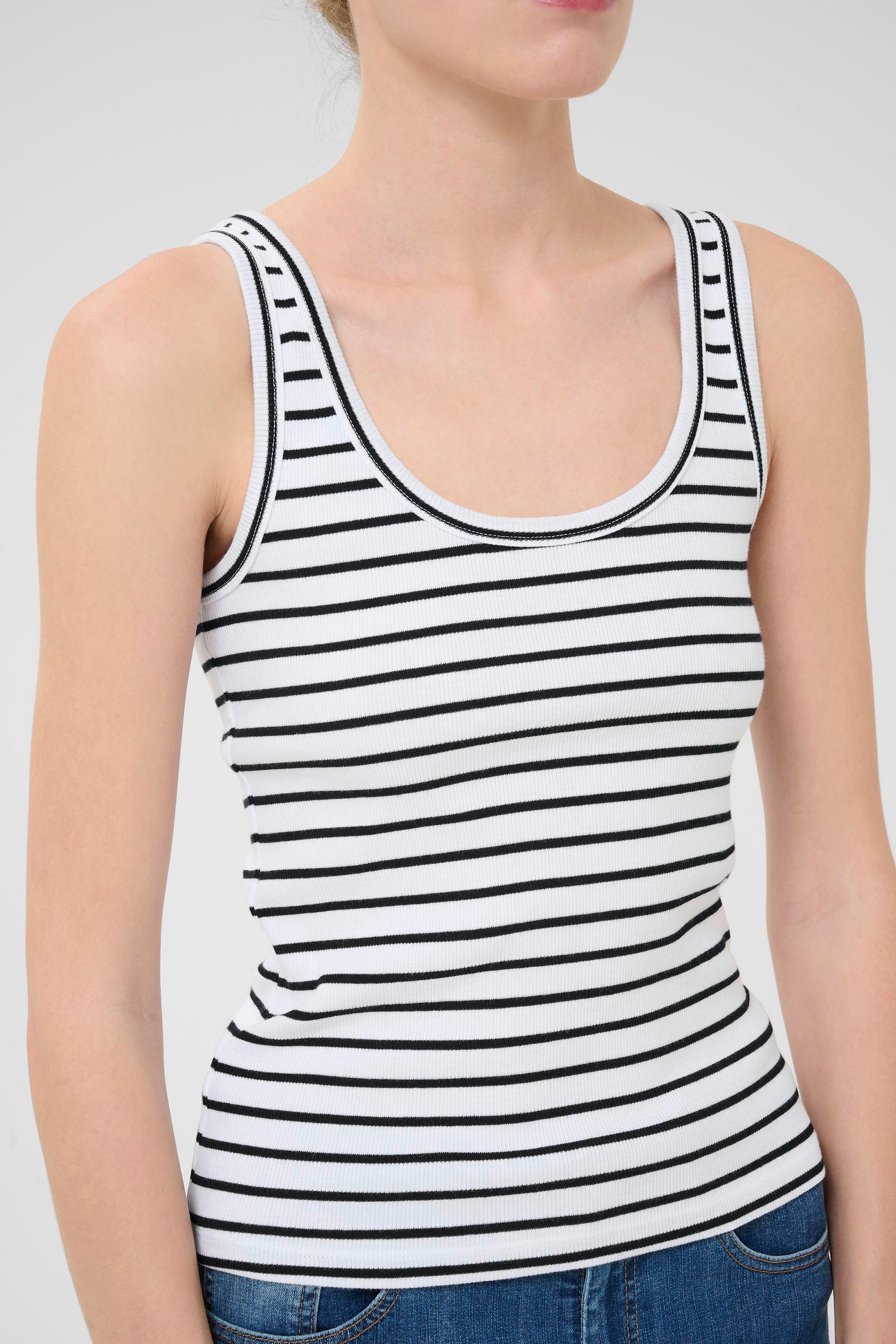 Drew SL Reversible Stripe Top - Bright White Black - RUM Amsterdam