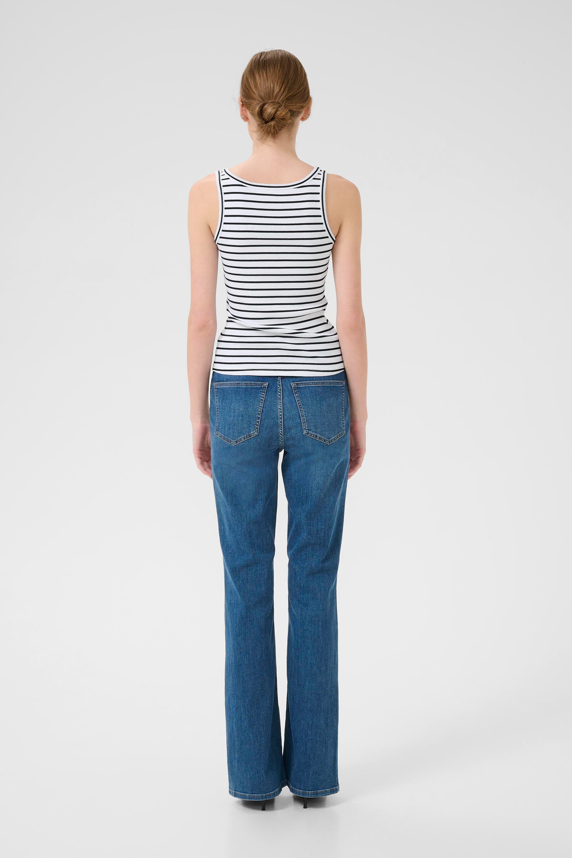 Drew SL Reversible Stripe Top - Bright White Black - RUM Amsterdam
