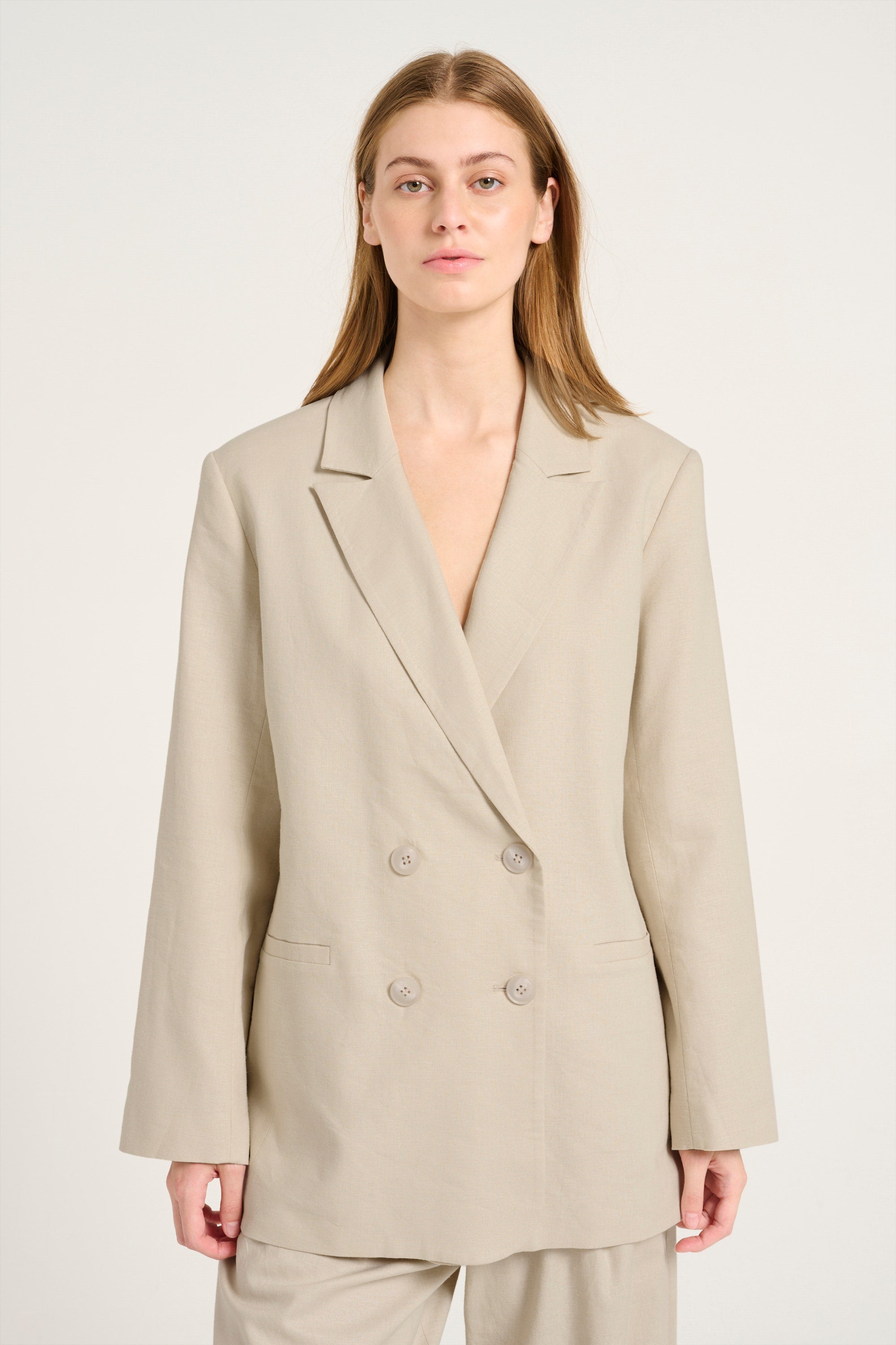Elarah Linen Blazer - Ancient Scroll