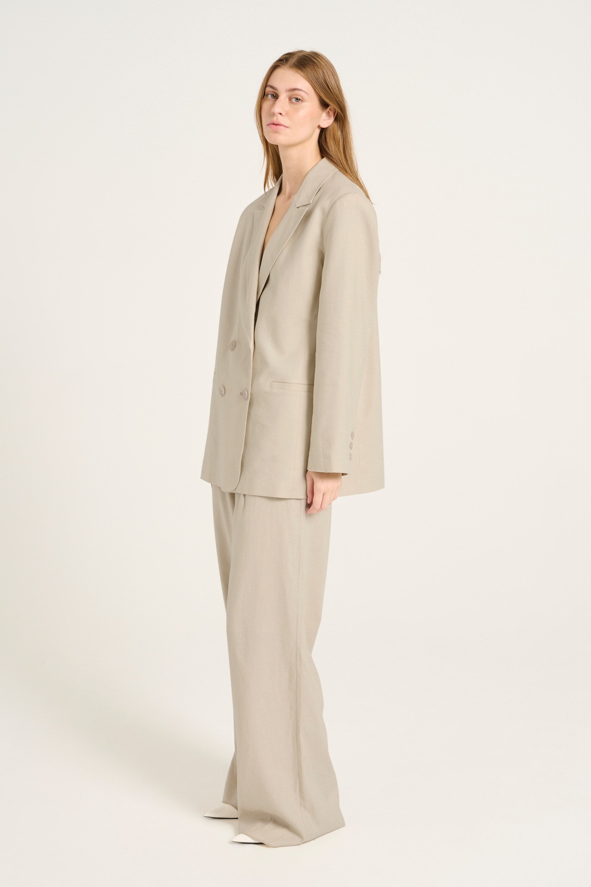 Elarah Linen Blazer - Ancient Scroll