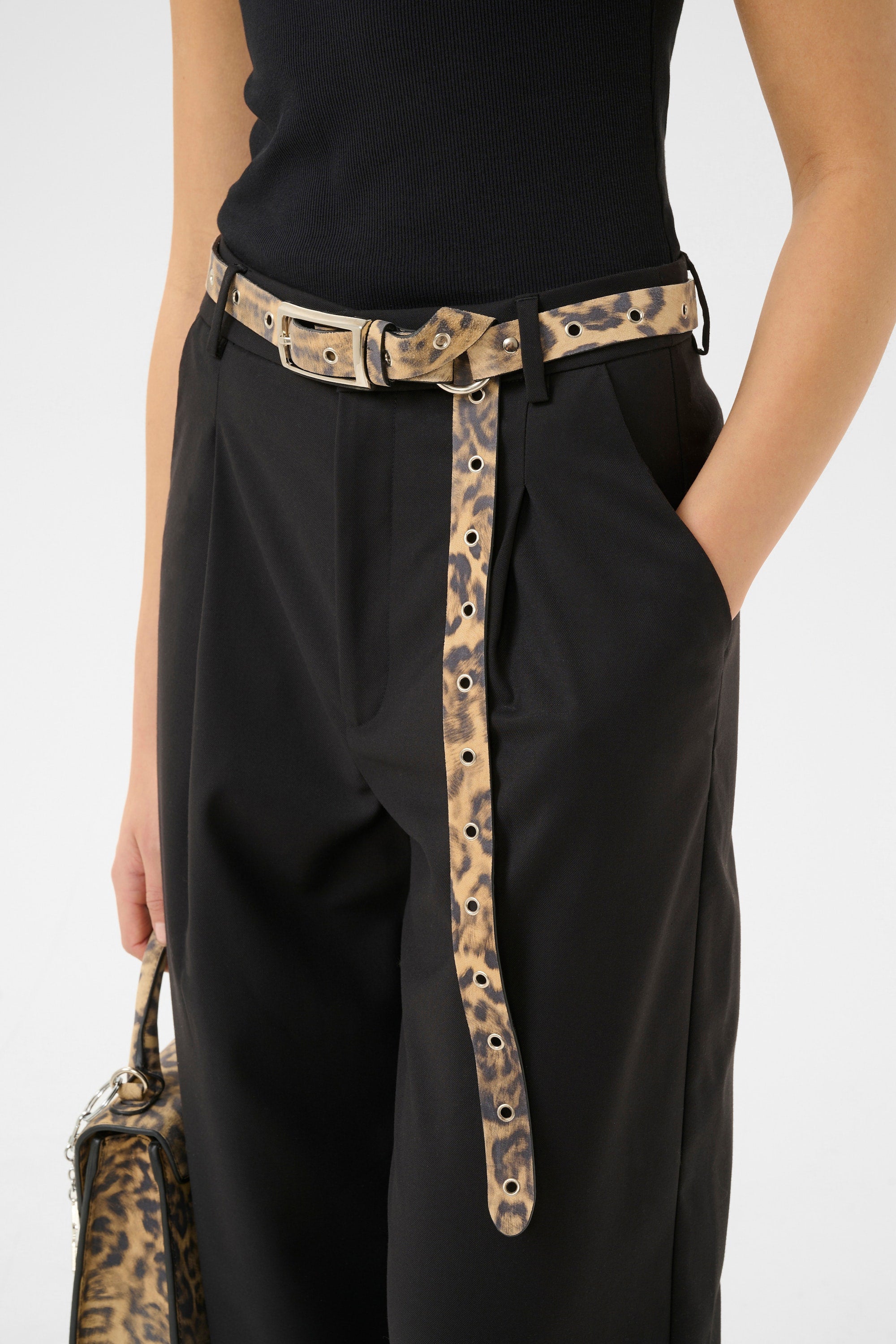 Lety P Eyelet Belt - Leopard Print Leather