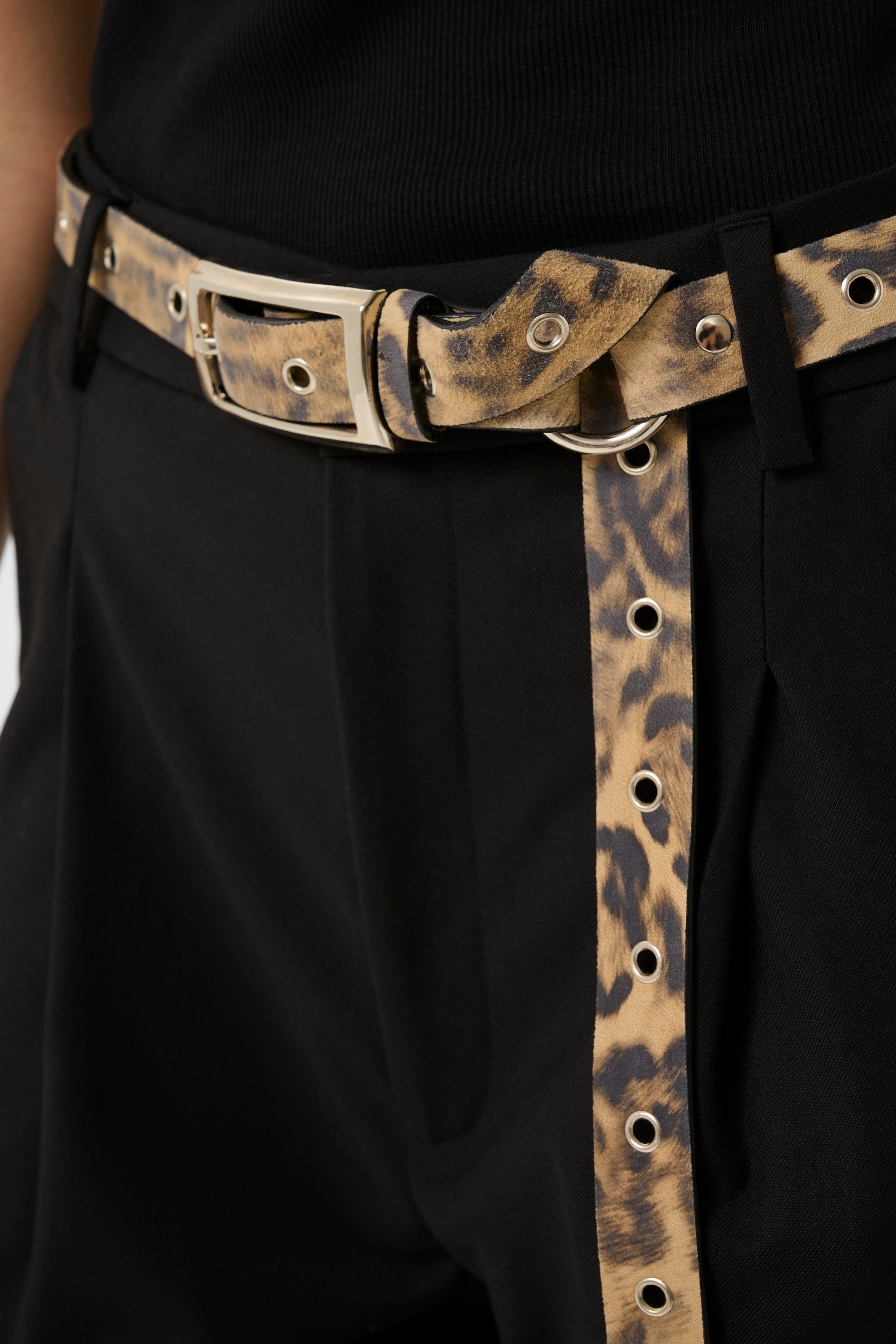 Lety P Eyelet Belt - Leopard Print Leather