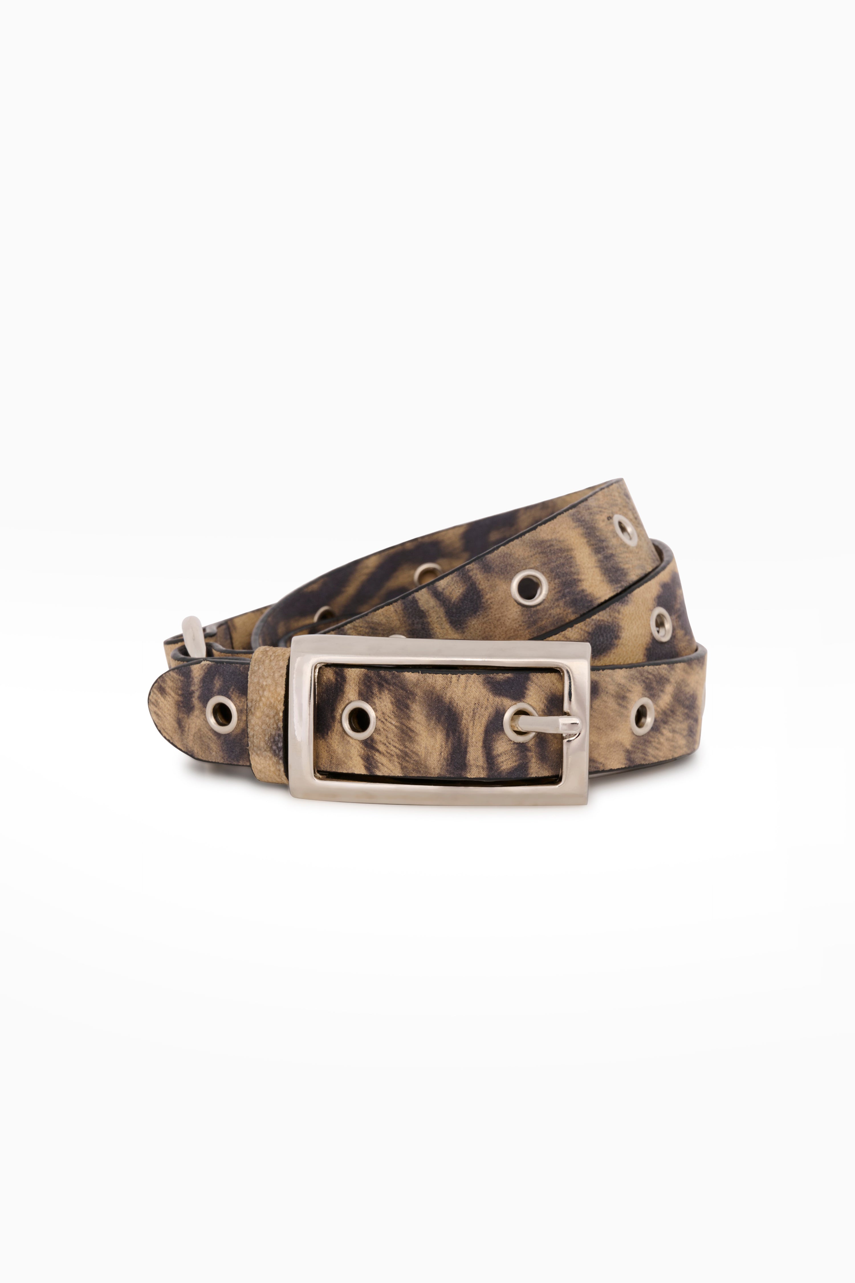 Lety P Eyelet Belt - Leopard Print Leather