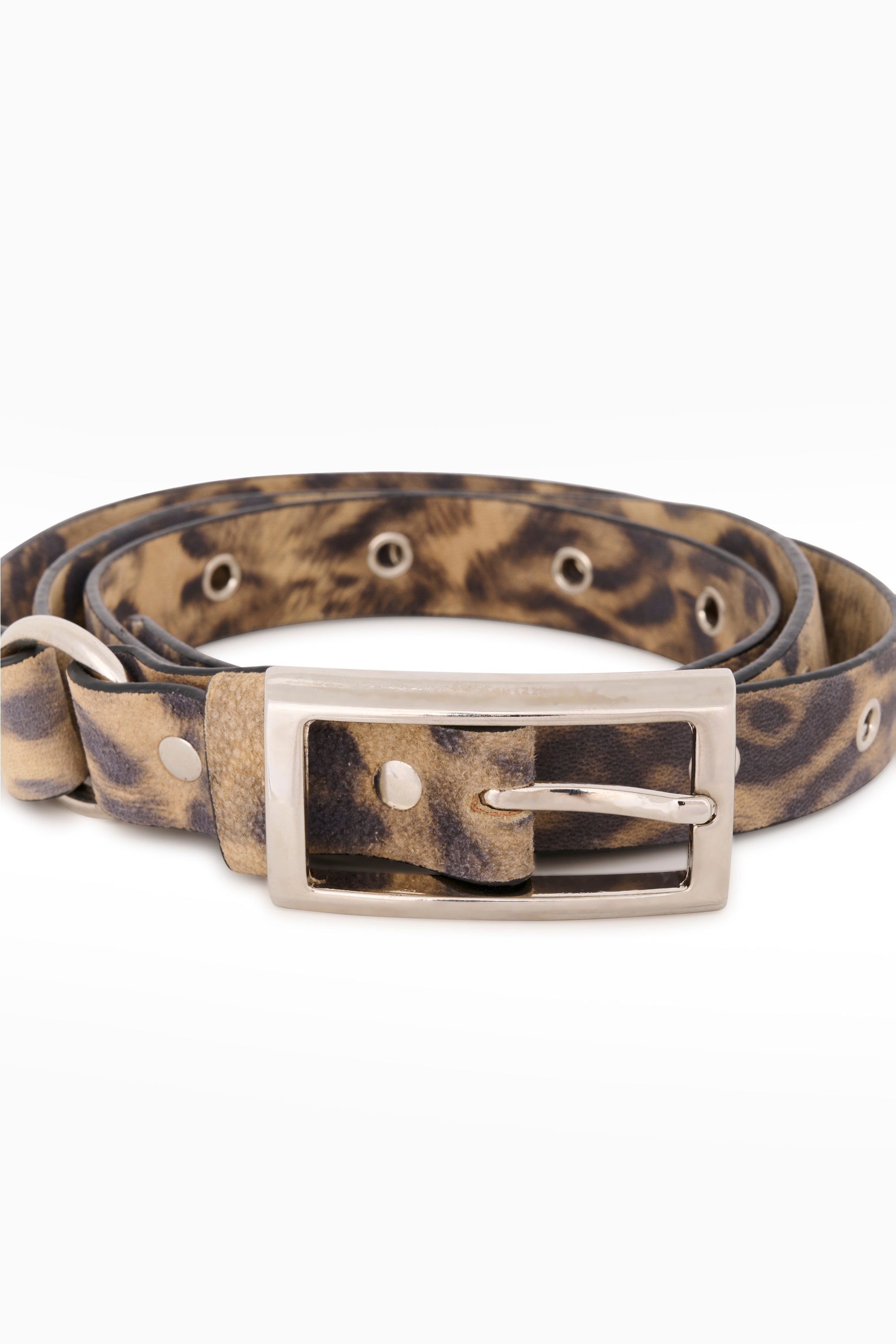 Lety P Eyelet Belt - Leopard Print Leather