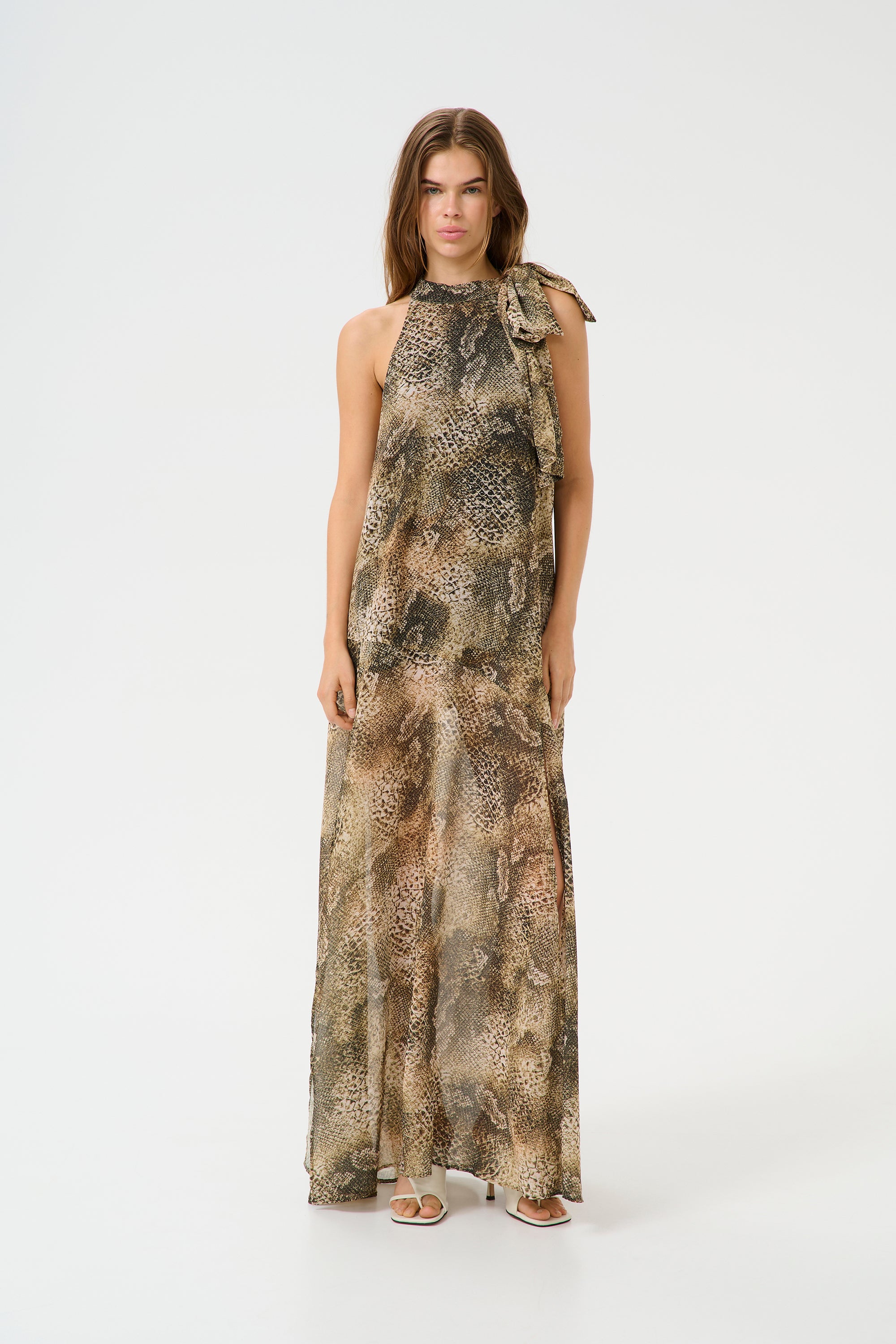 knee length dresses for ladies Gestuz GZSanka P Maxi Dress - Golden Snake