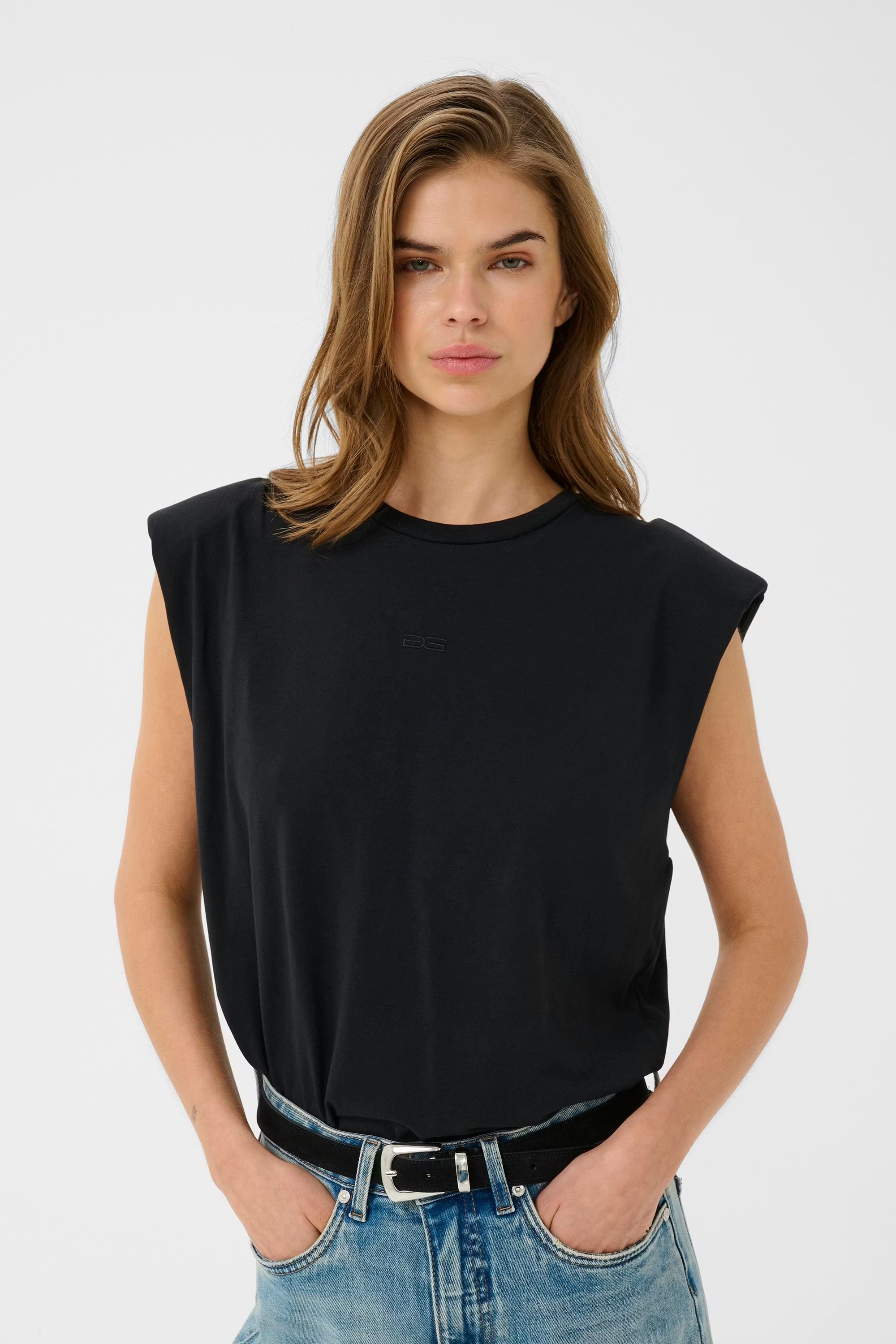 Kathrin Muscle Tee - Black