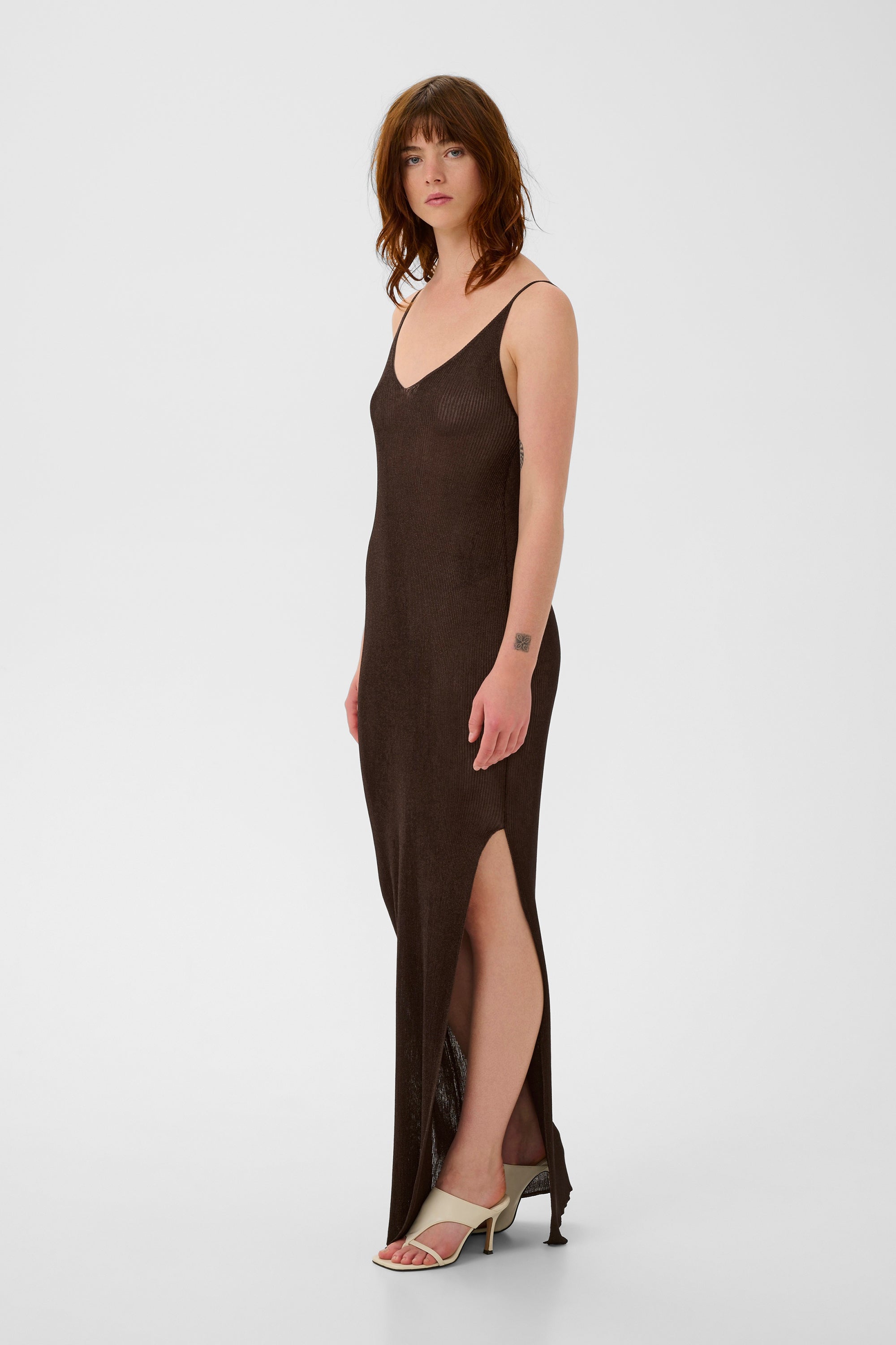 Silvi Singlet Dress - Deep Brown Metallic