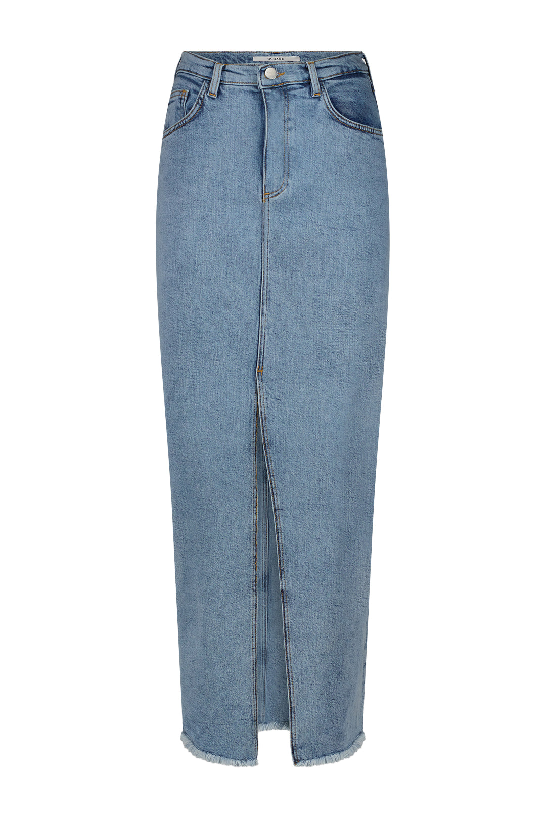 Long Denim Skirt with Slit - Mid Vintage
