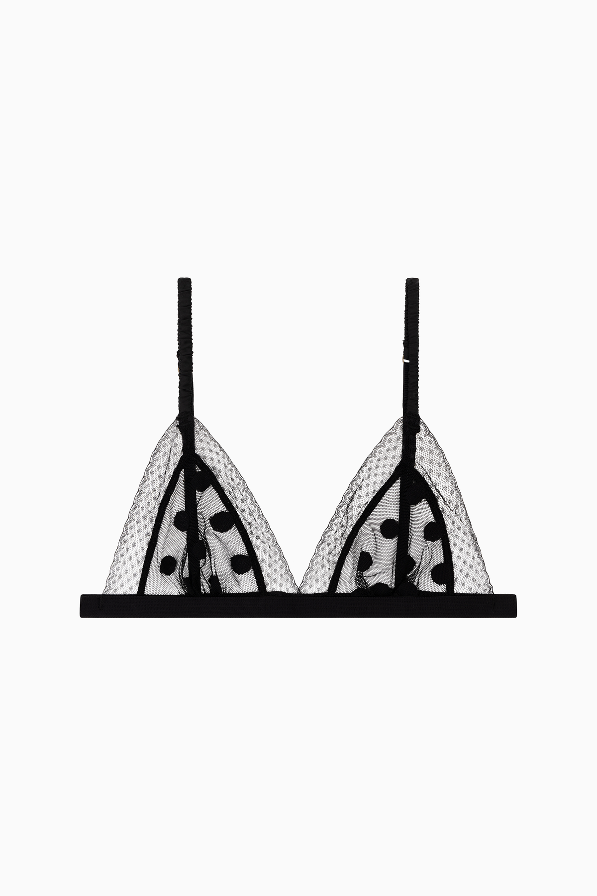 Love Lace Delicate Triangle Bralette - Black Dots