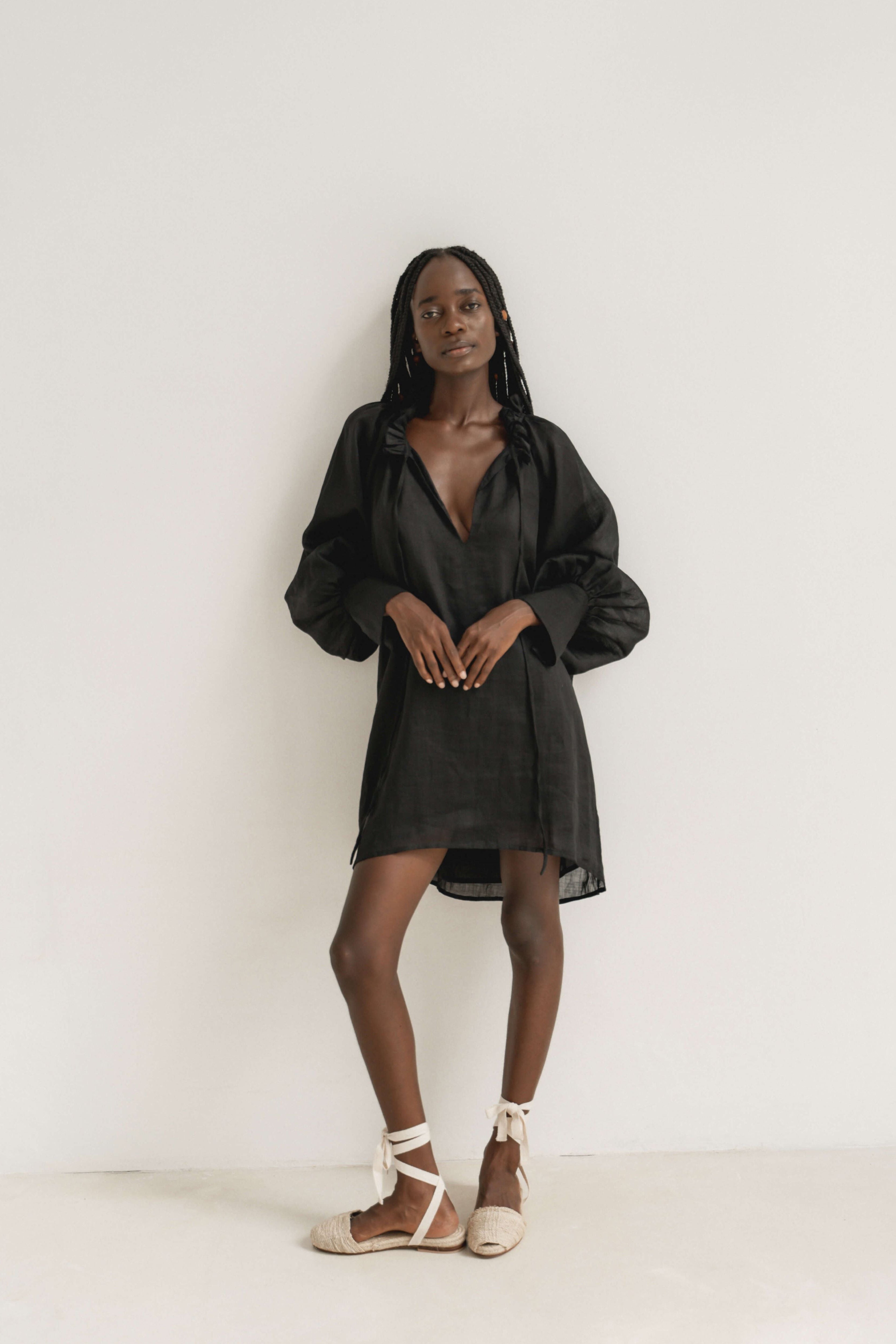Jules Blouse Dress - Black