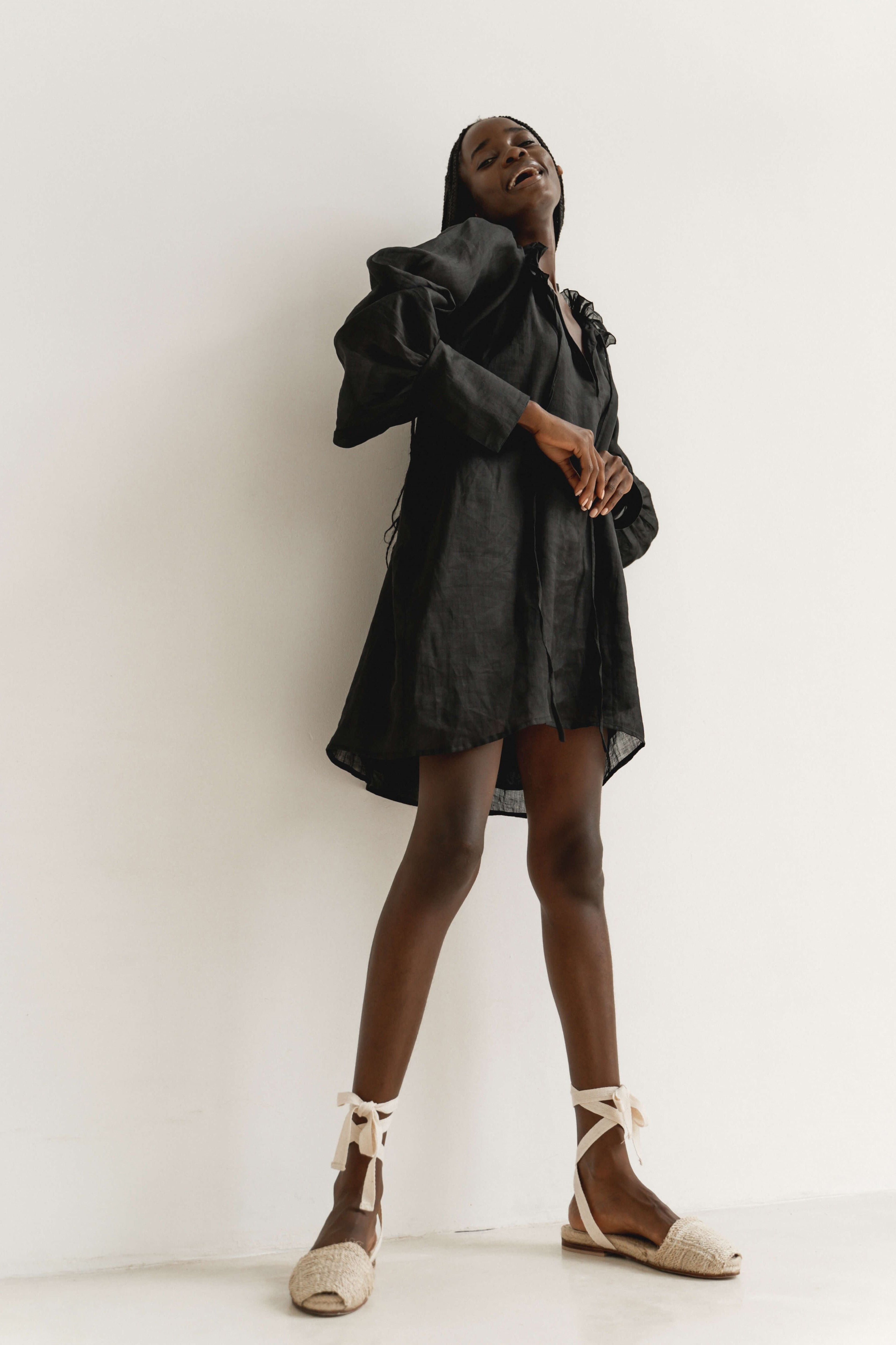 Jules Blouse Dress - Black