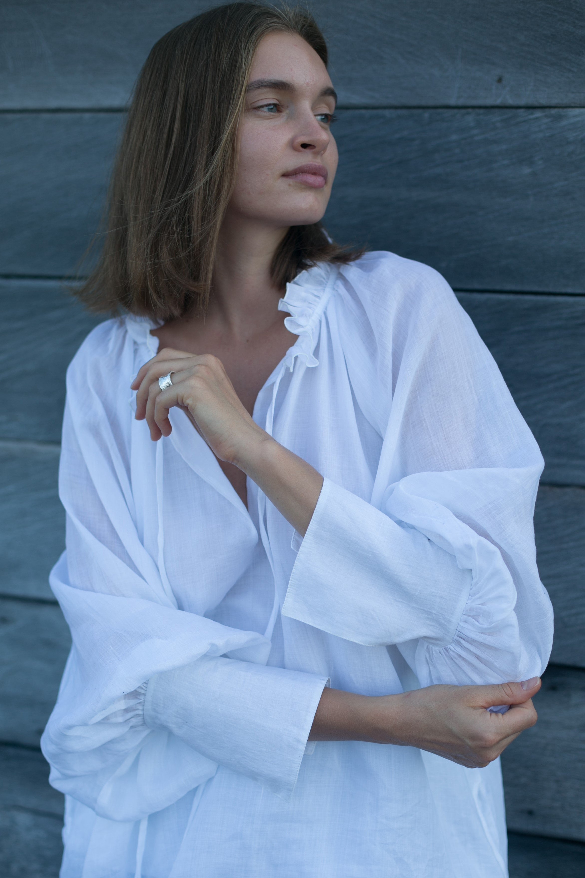 Jules Blouse Dress - White