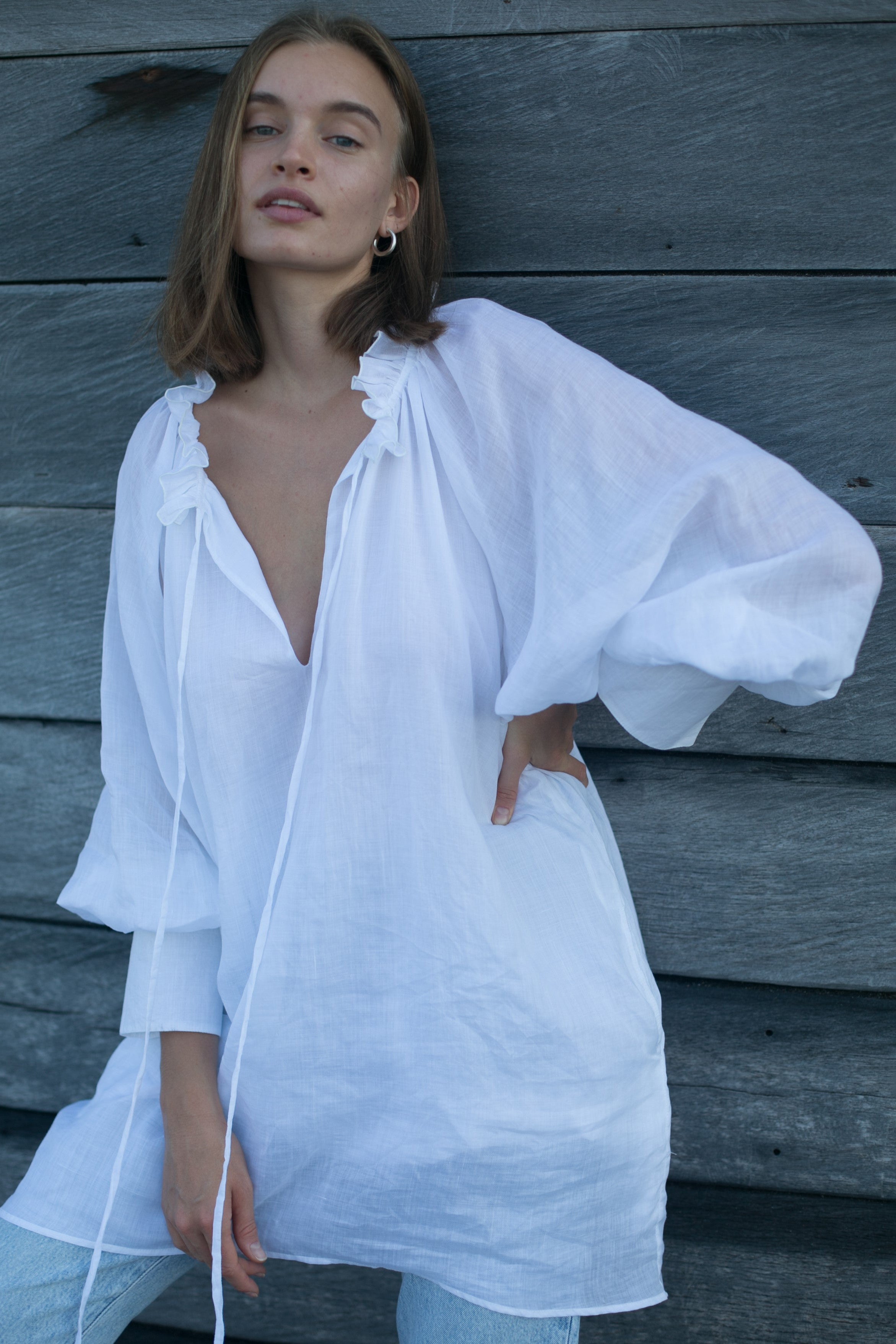 Jules Blouse Dress - White