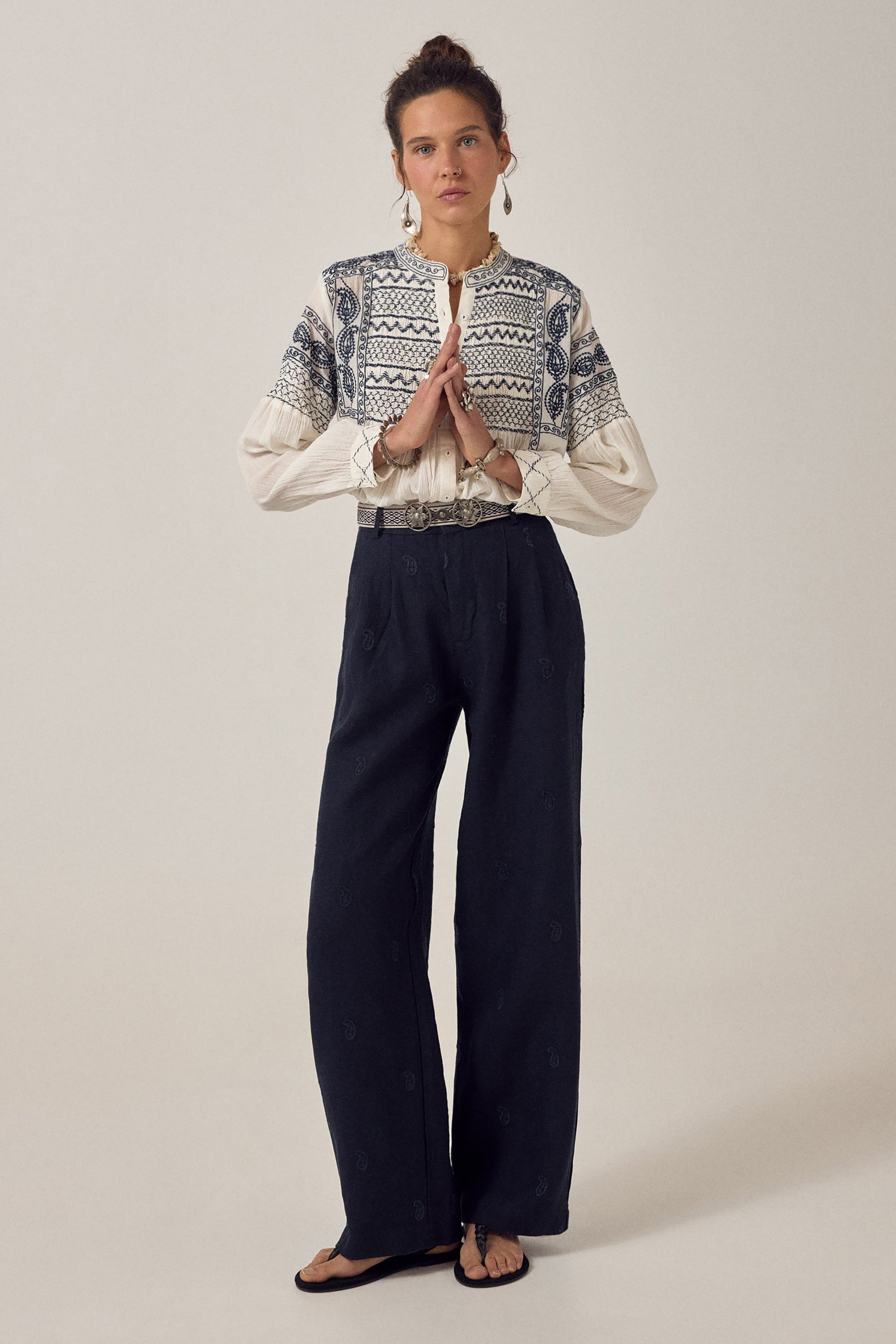 Blanca Blouse - Milos Deep Blue