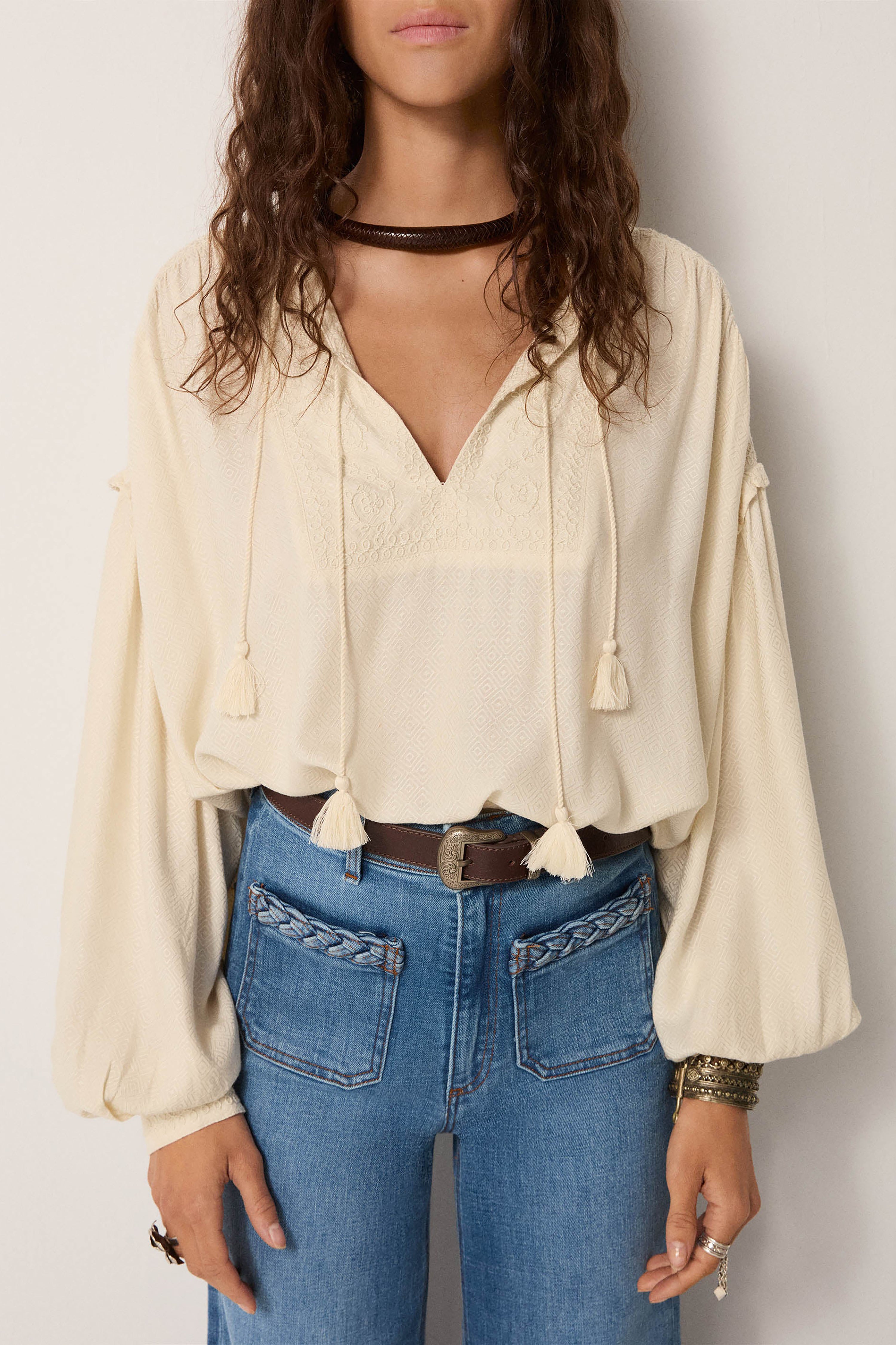 Casablanca Muse Vega Blouse - Soft Ecru