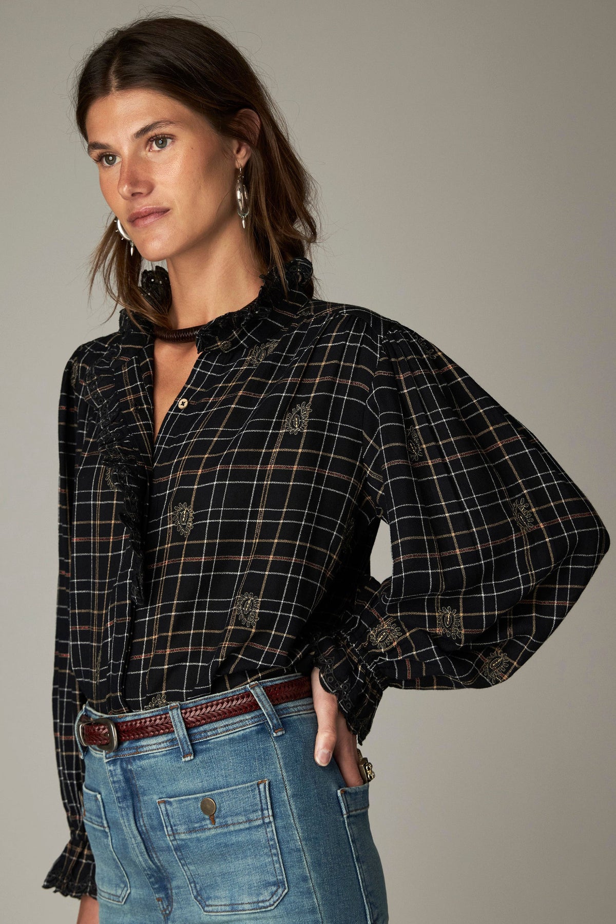 Coco Blouse - Noir Plaid