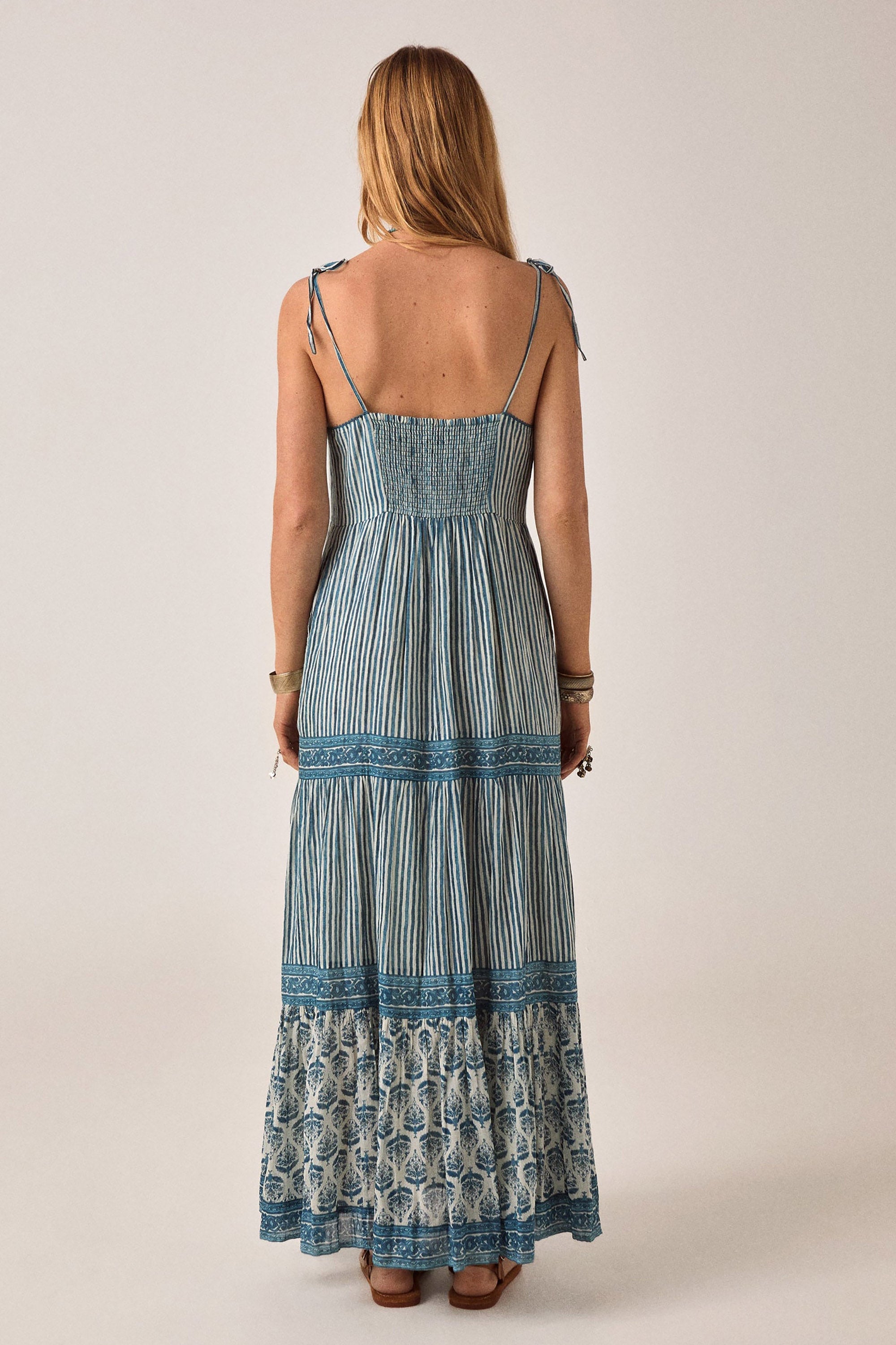 Cristina Sleeveless Dress - Mediterranean Stripes Blue Ink