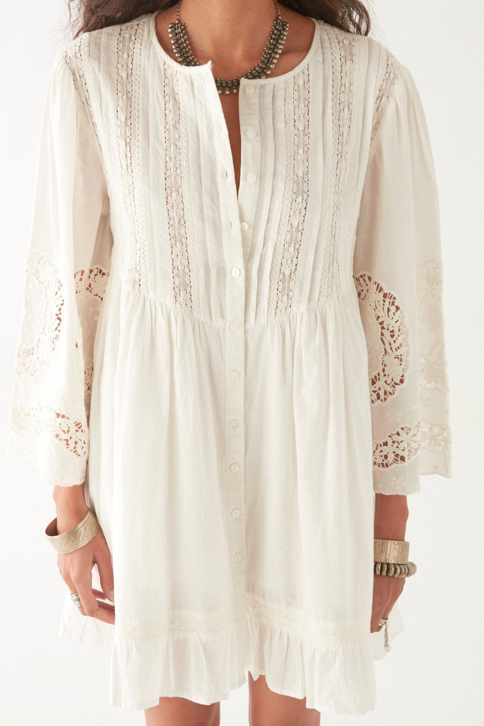 Normandie Clementine Dress - White Lilies - RUM Amsterdam