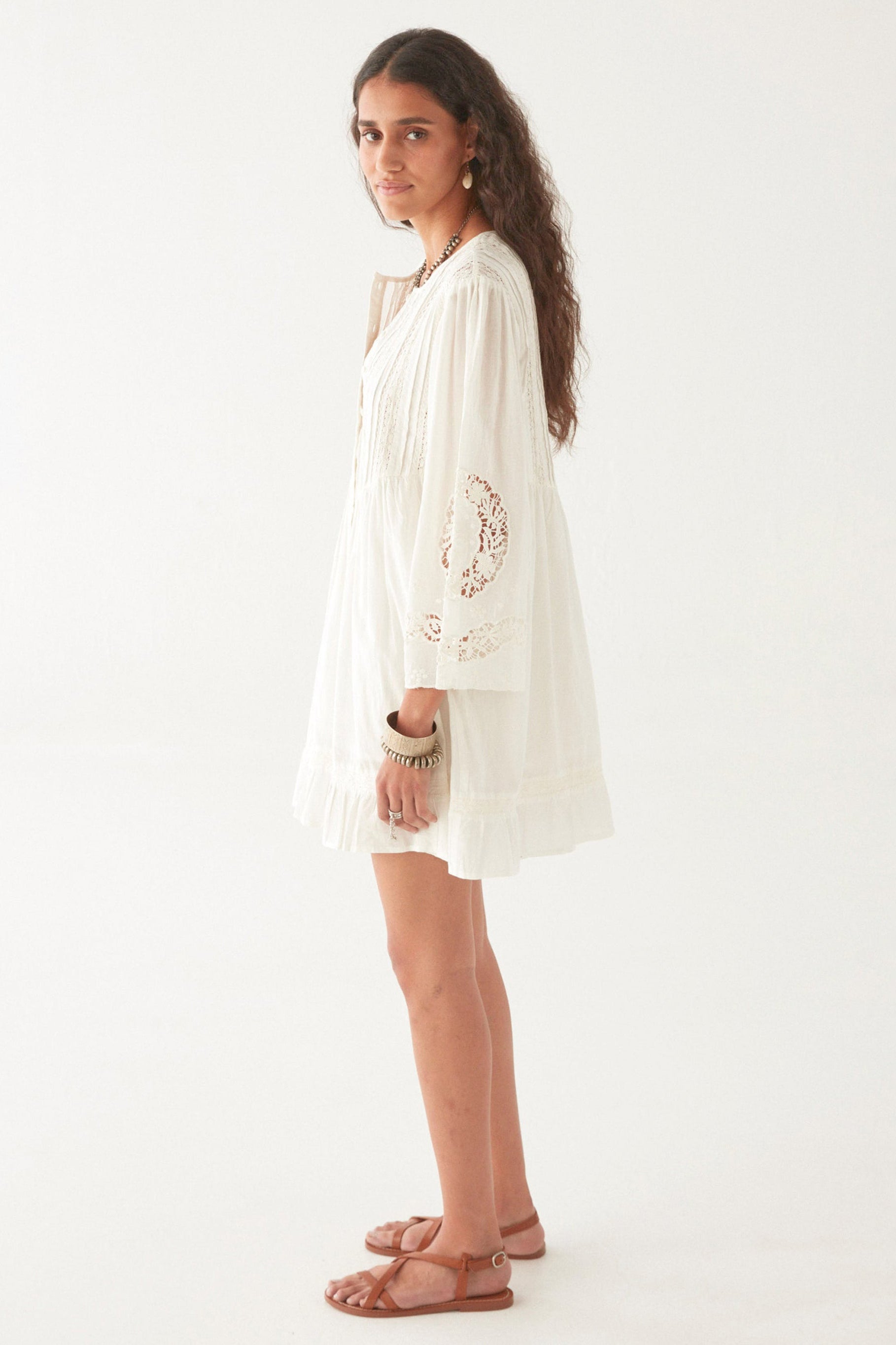 Normandie Clementine Dress - White Lilies - RUM Amsterdam