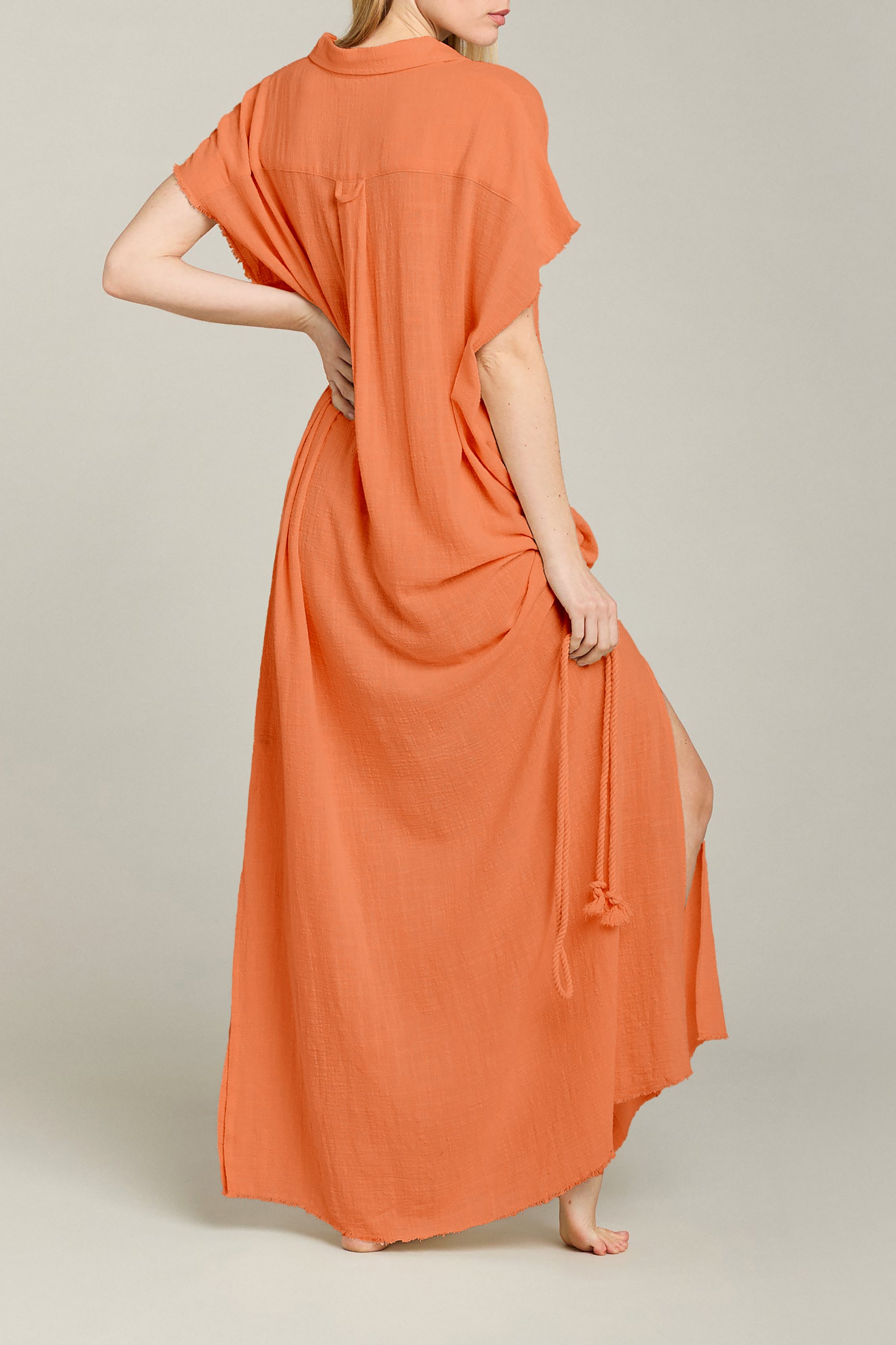 Mykonos Long Shirt Dress - Terracotta
