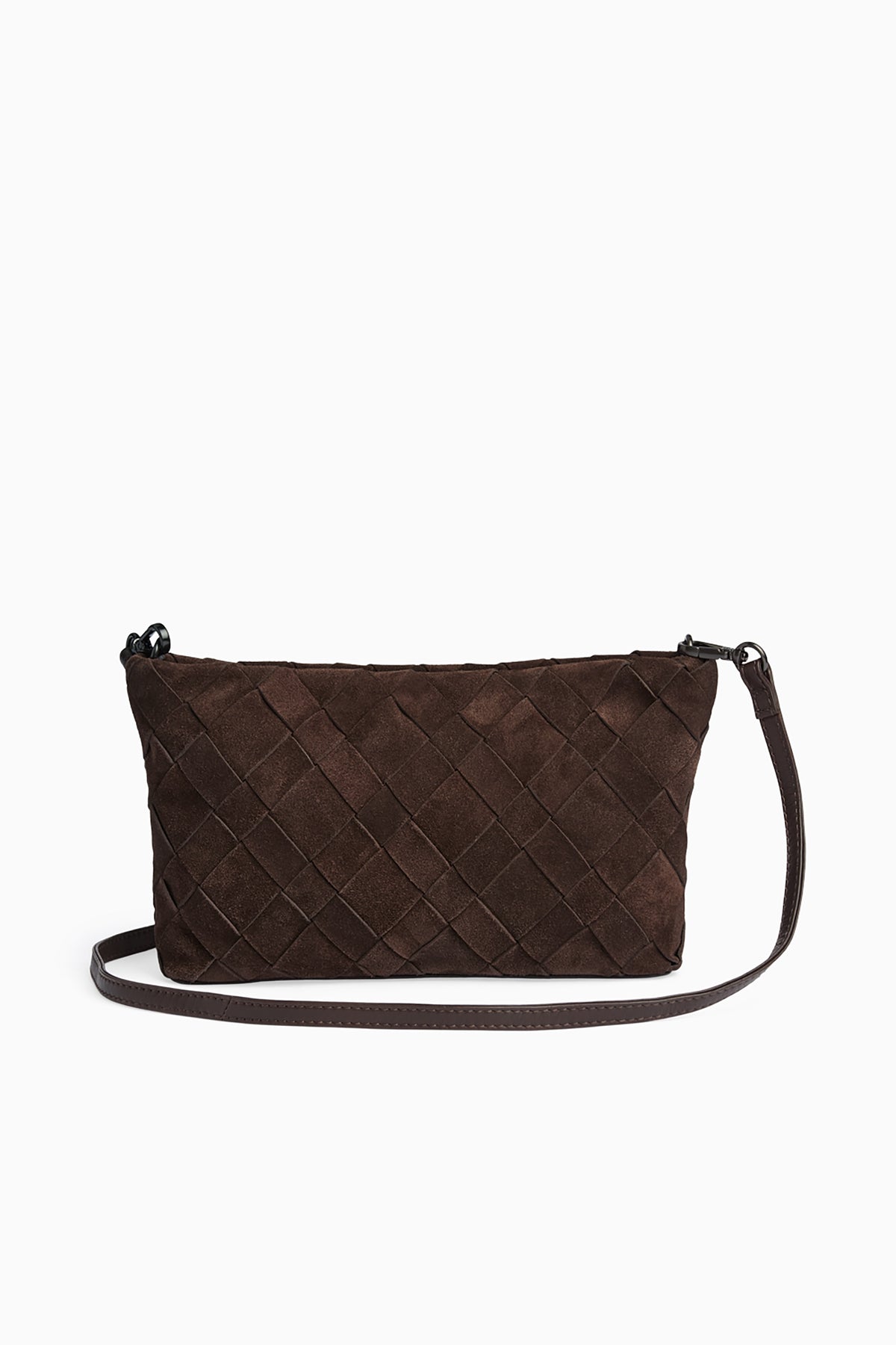 Celin Crossbody Bag - Suede Weave Dark Brown