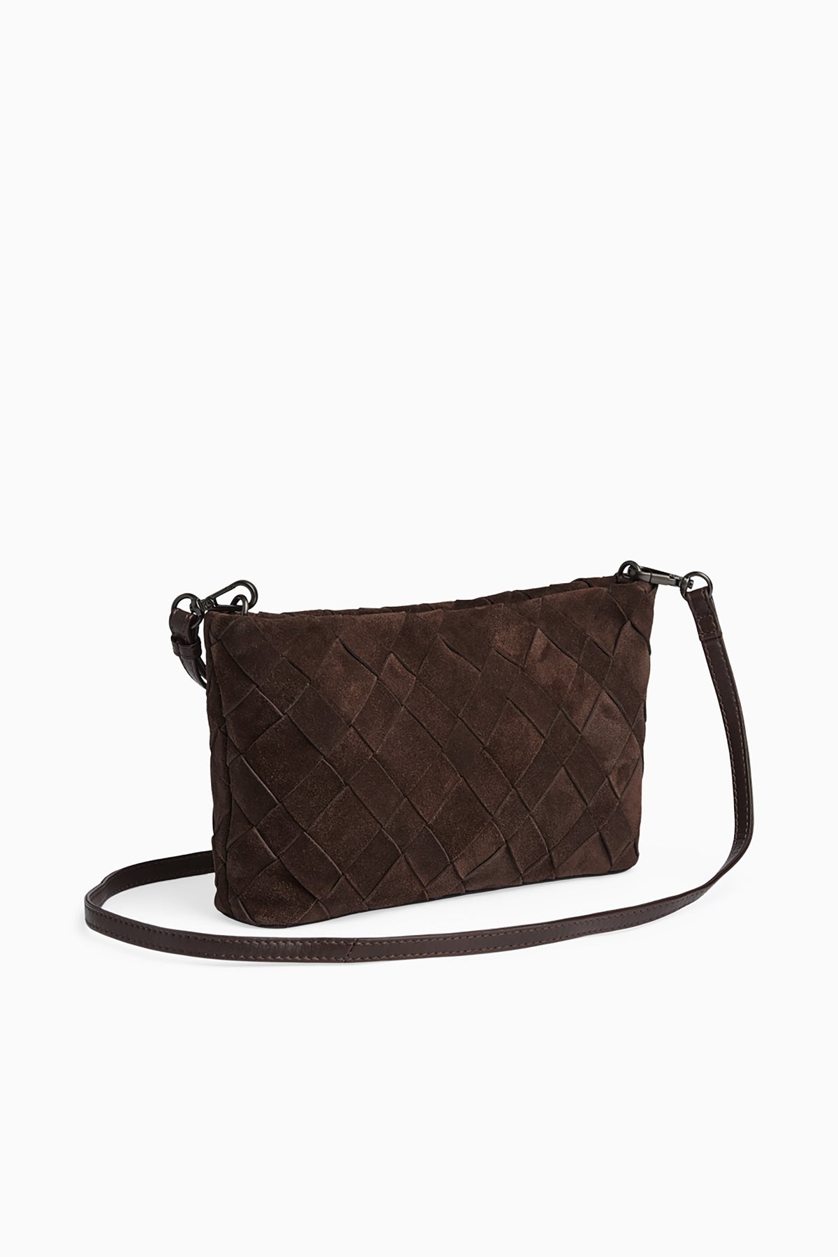 Celin Crossbody Bag - Suede Weave Dark Brown