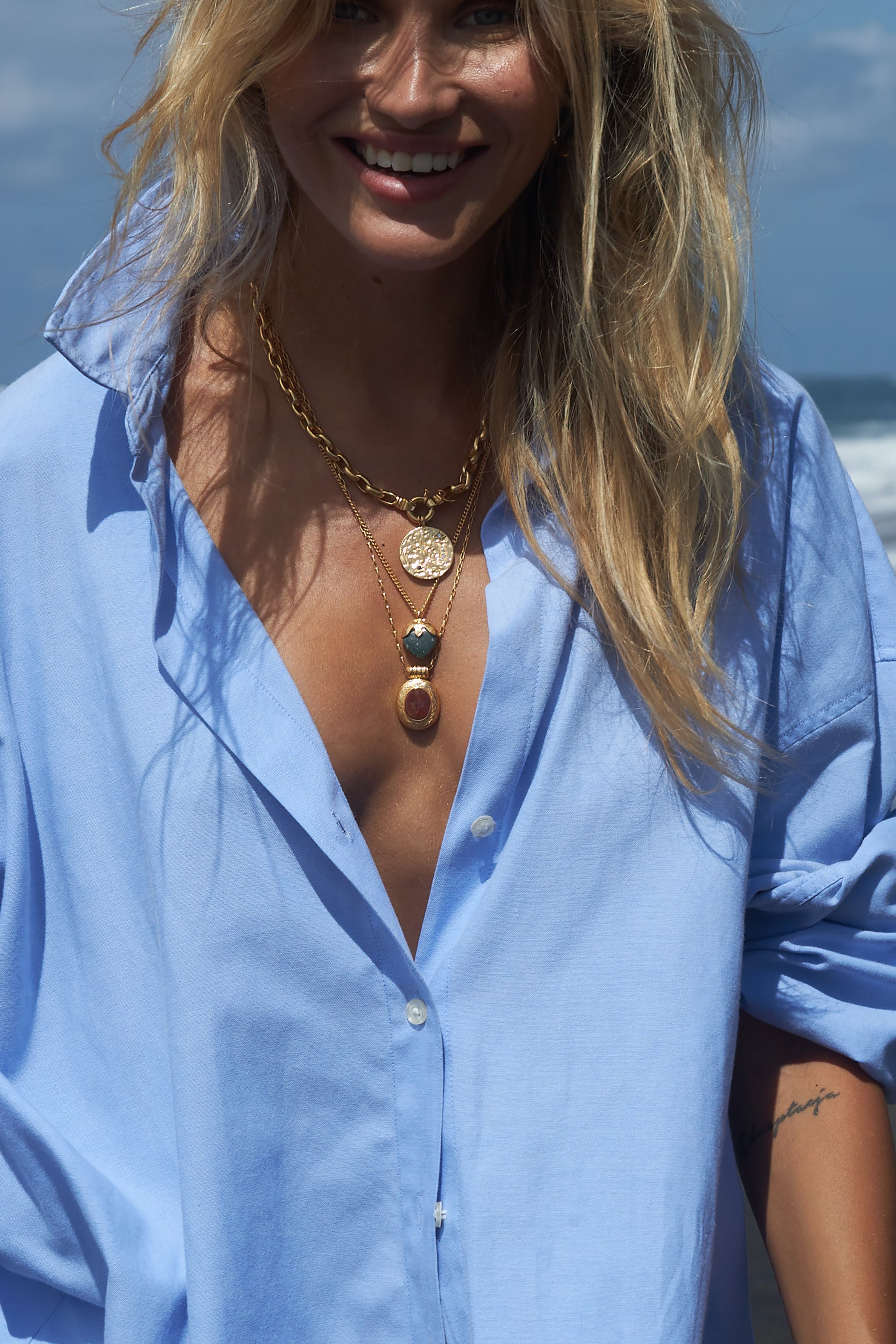 Alexis Necklace - Gold with Green