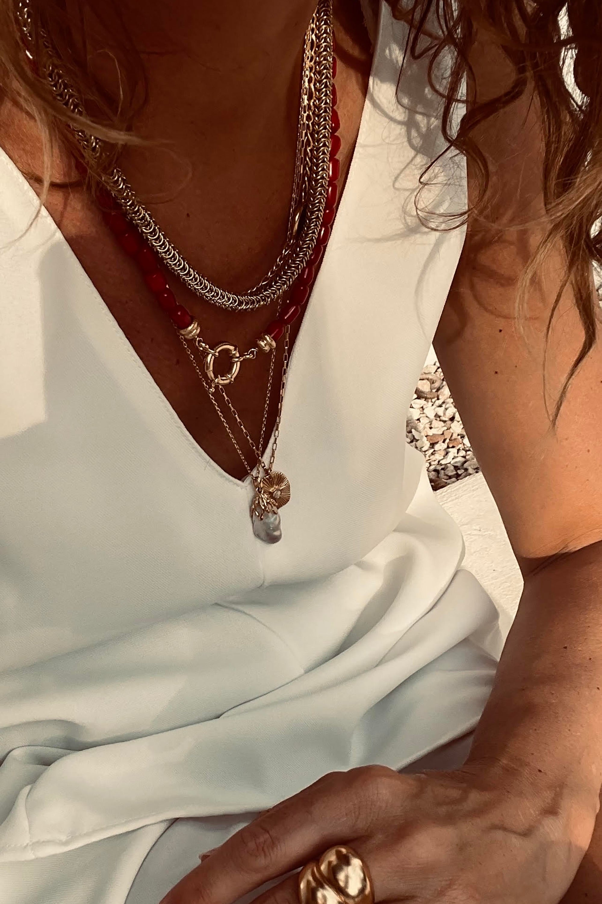 Dormir Necklace - Gold w/ Pearl