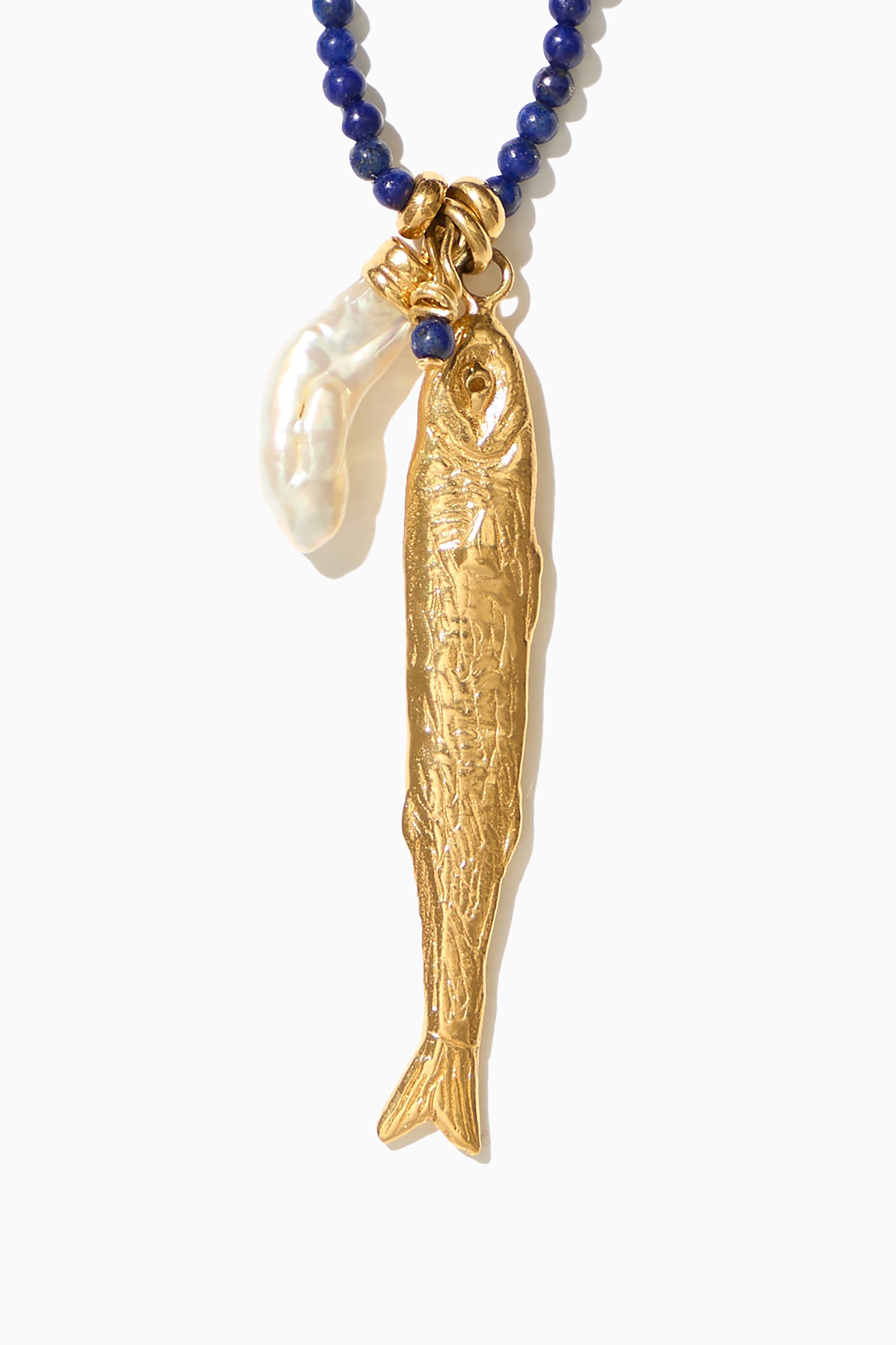 Polly Necklace - Lapis Blue with Gold