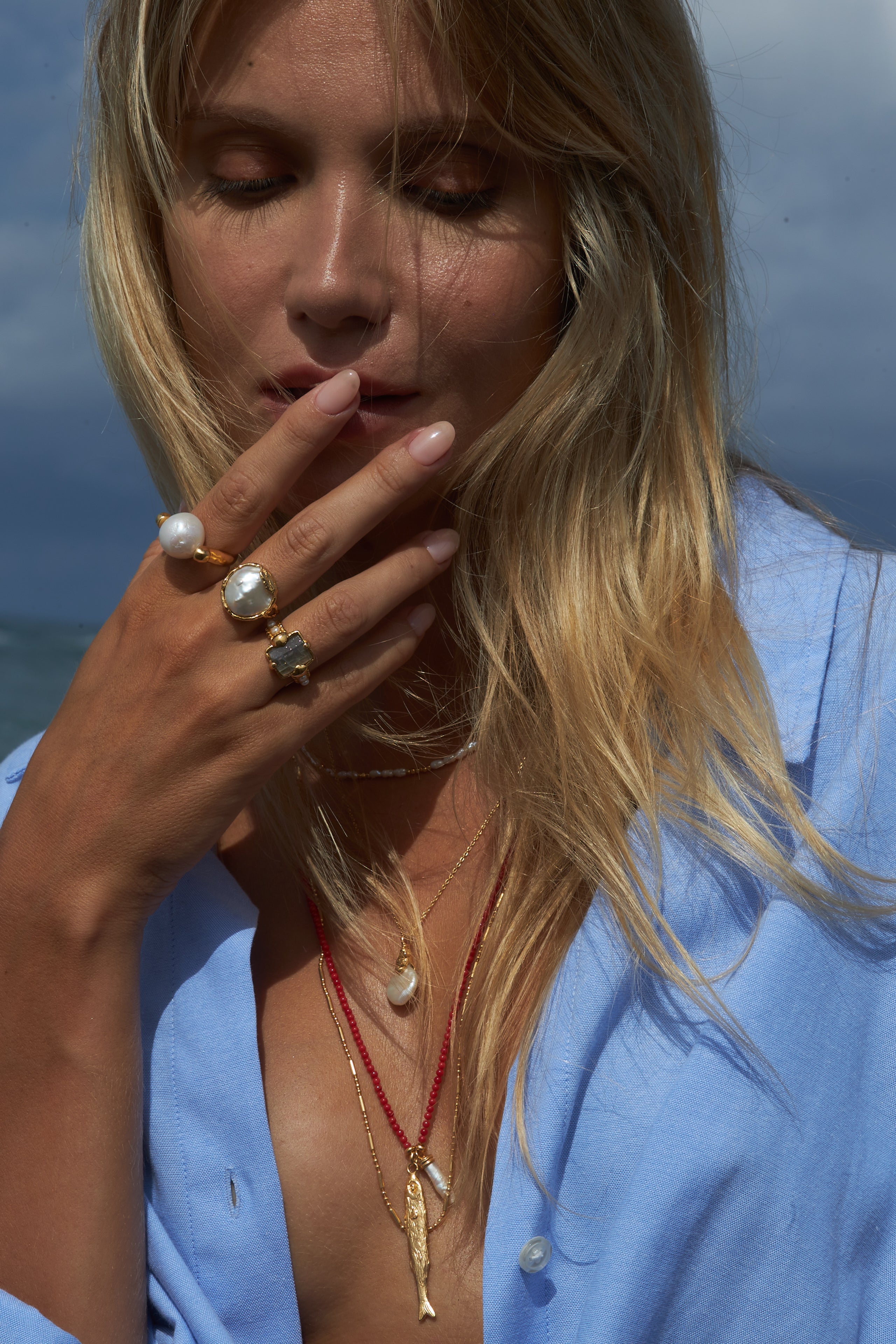 Polly Necklace - Red with Gold - RUM Amsterdam