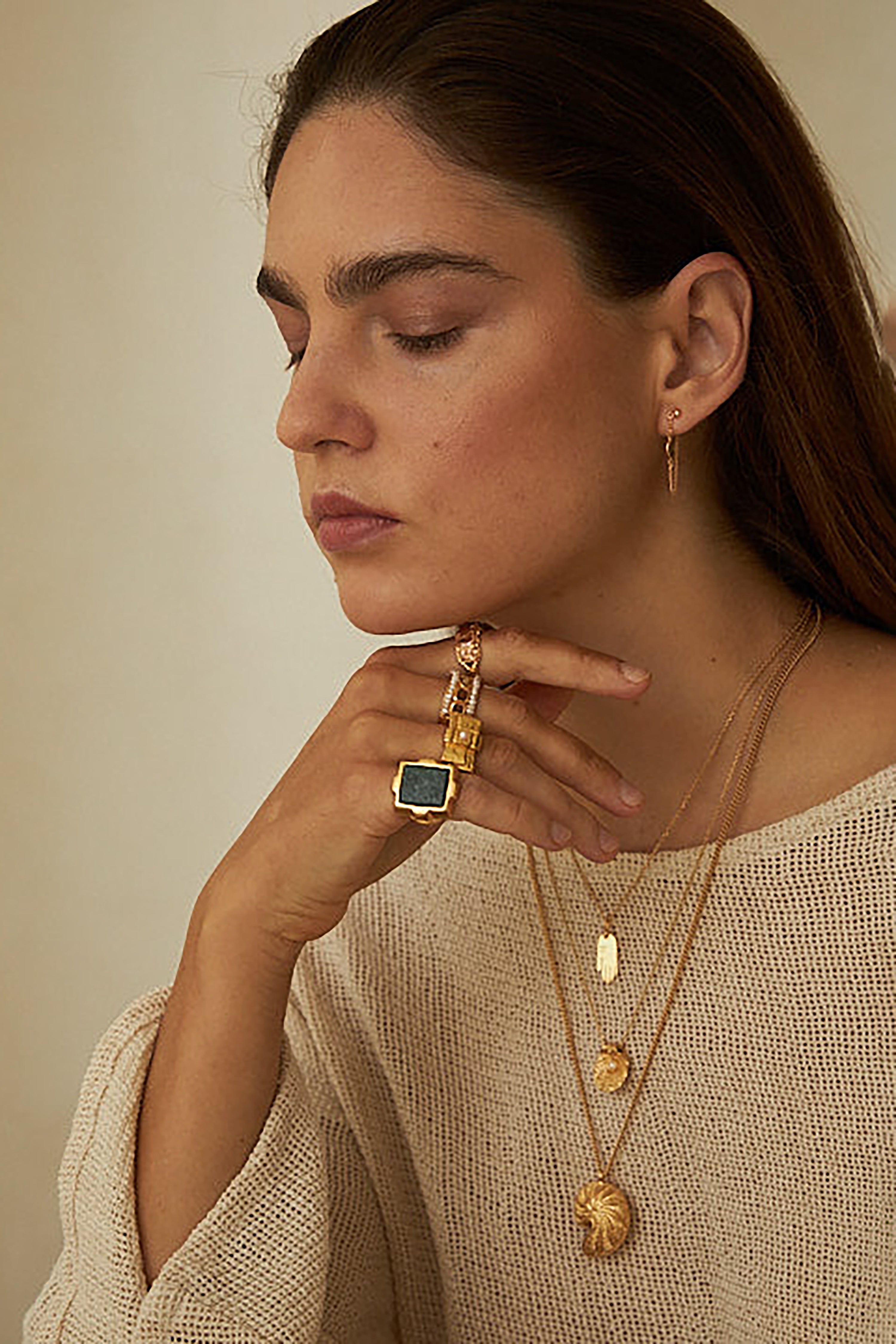 Romina Ring - Gold with Dark Green