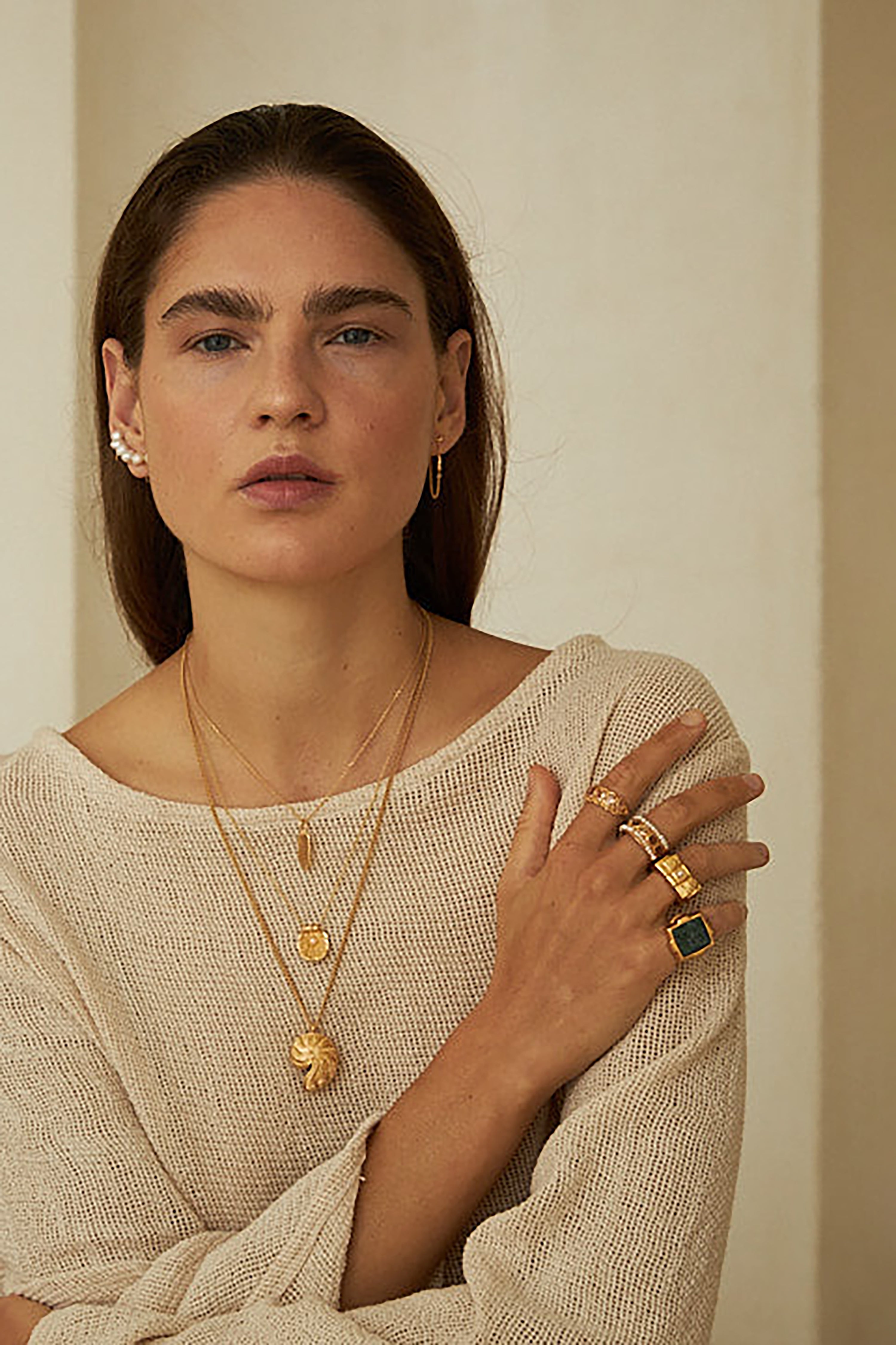 Romina Ring - Gold with Dark Green