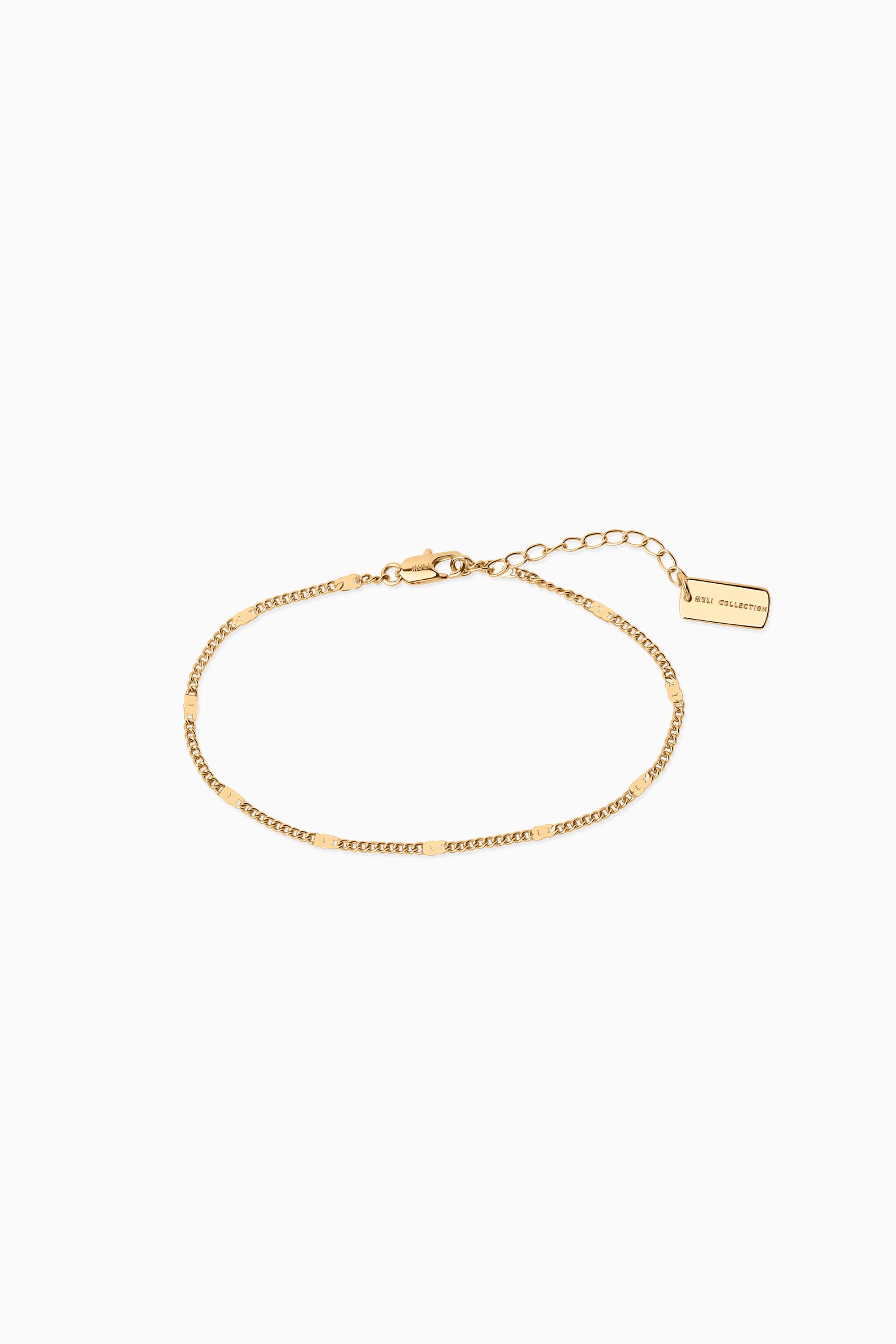 Beaded Curb Chain Anklet - Gold