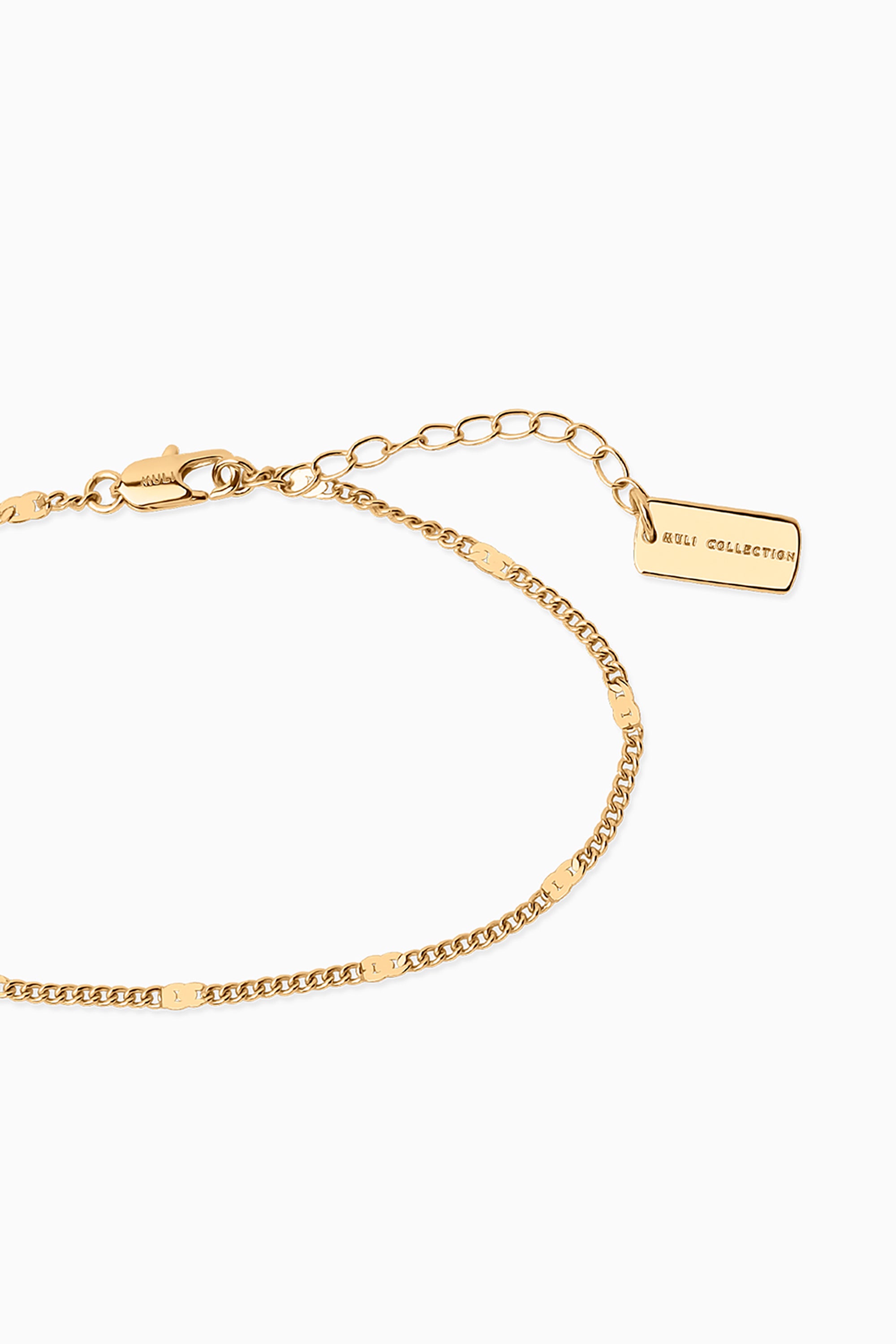 Beaded Curb Chain Anklet - Gold