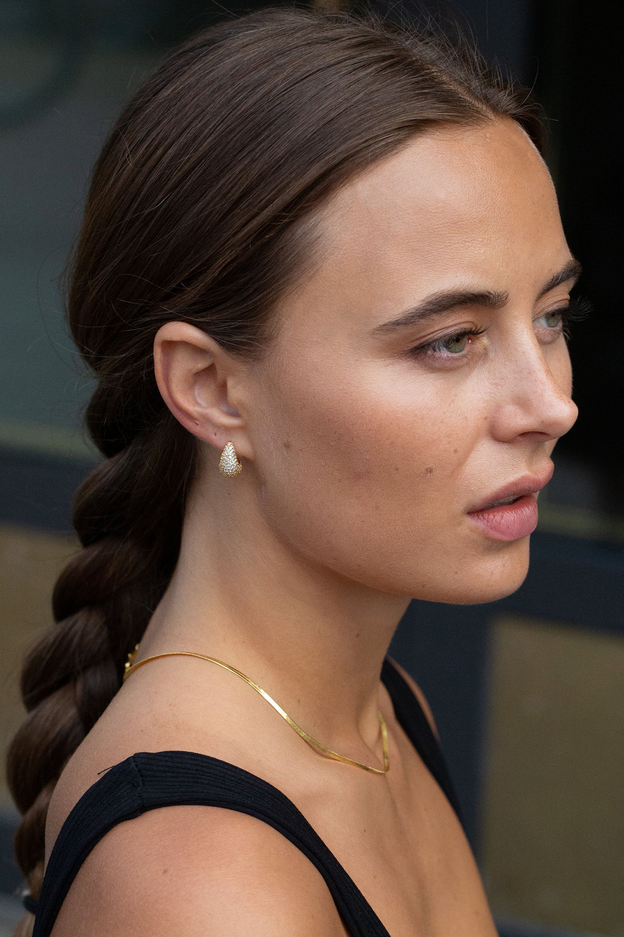 Mini Pavé Drop Earrings - Gold