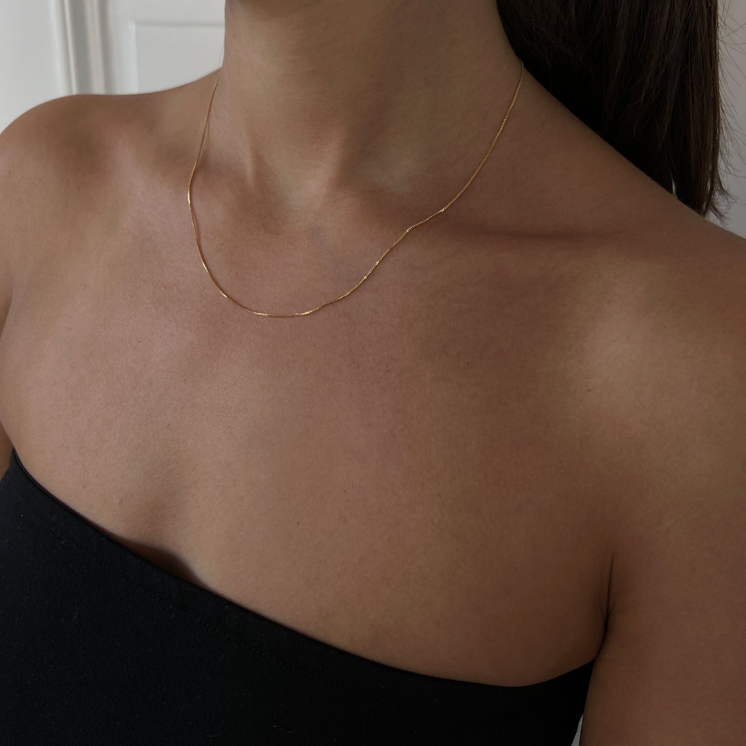 Minimalistic Box Chain Necklace - Gold
