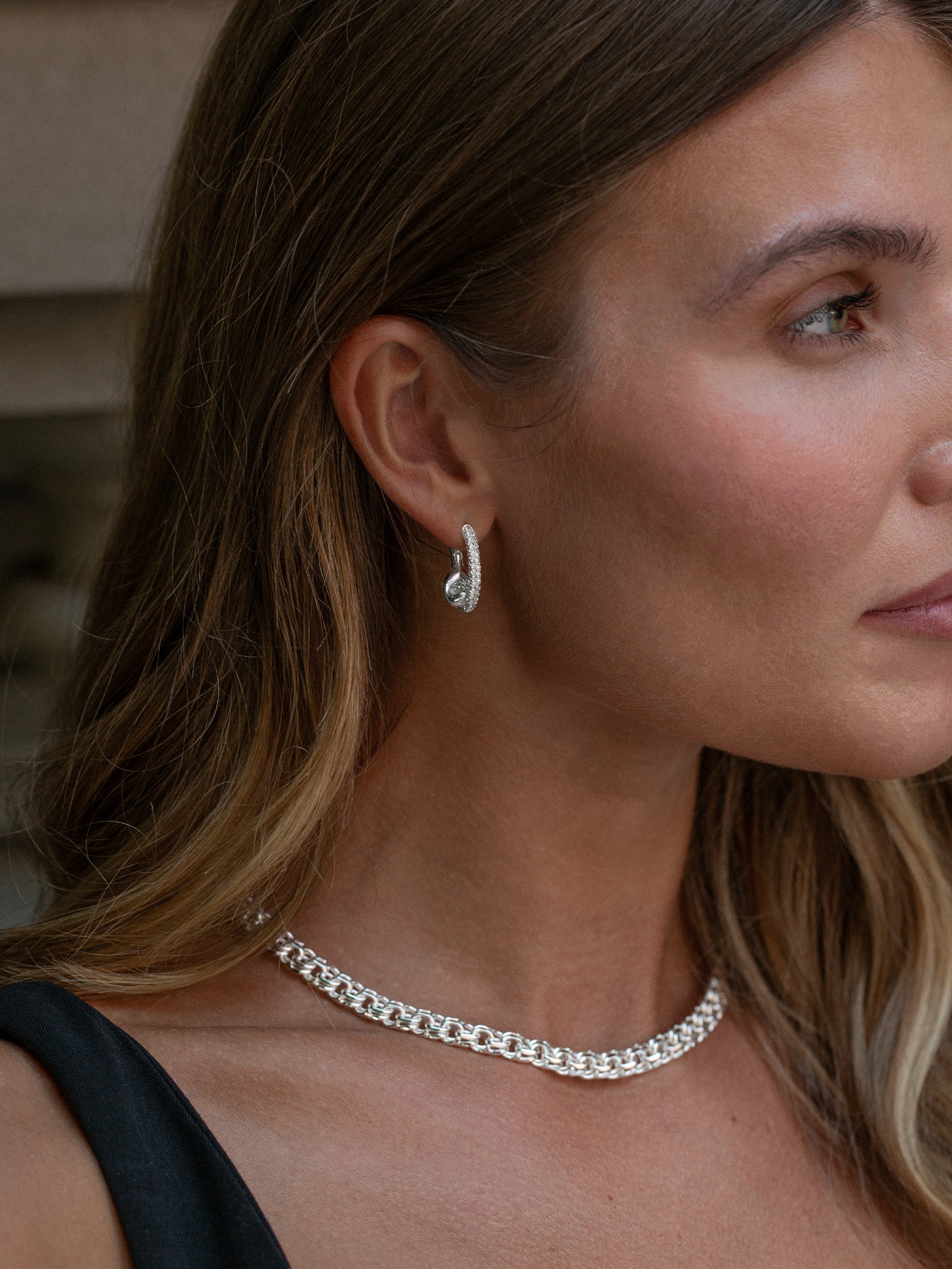 Pavé Knot Earrings - Silver