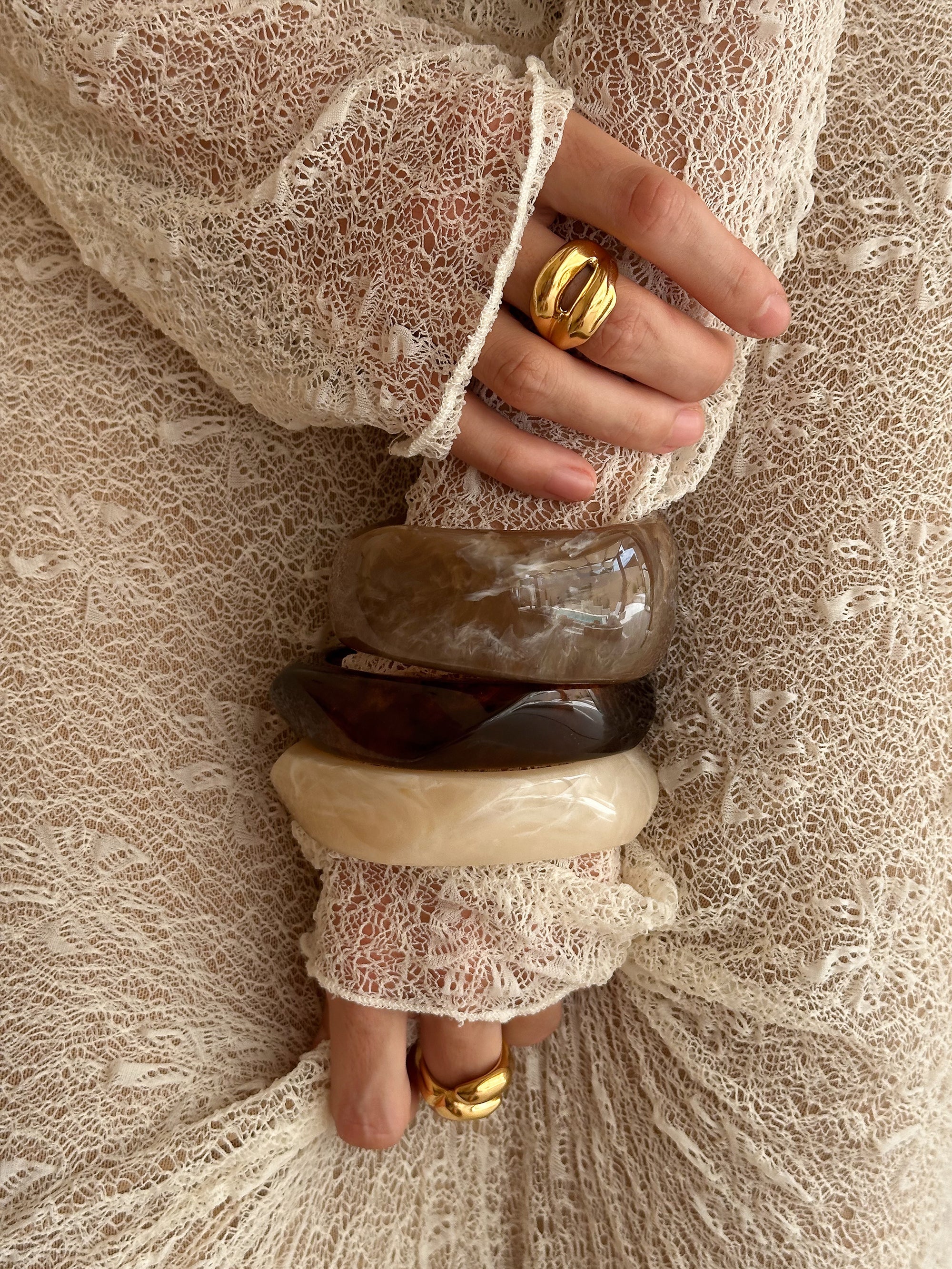 Resin Bangle Bracelet - Brown